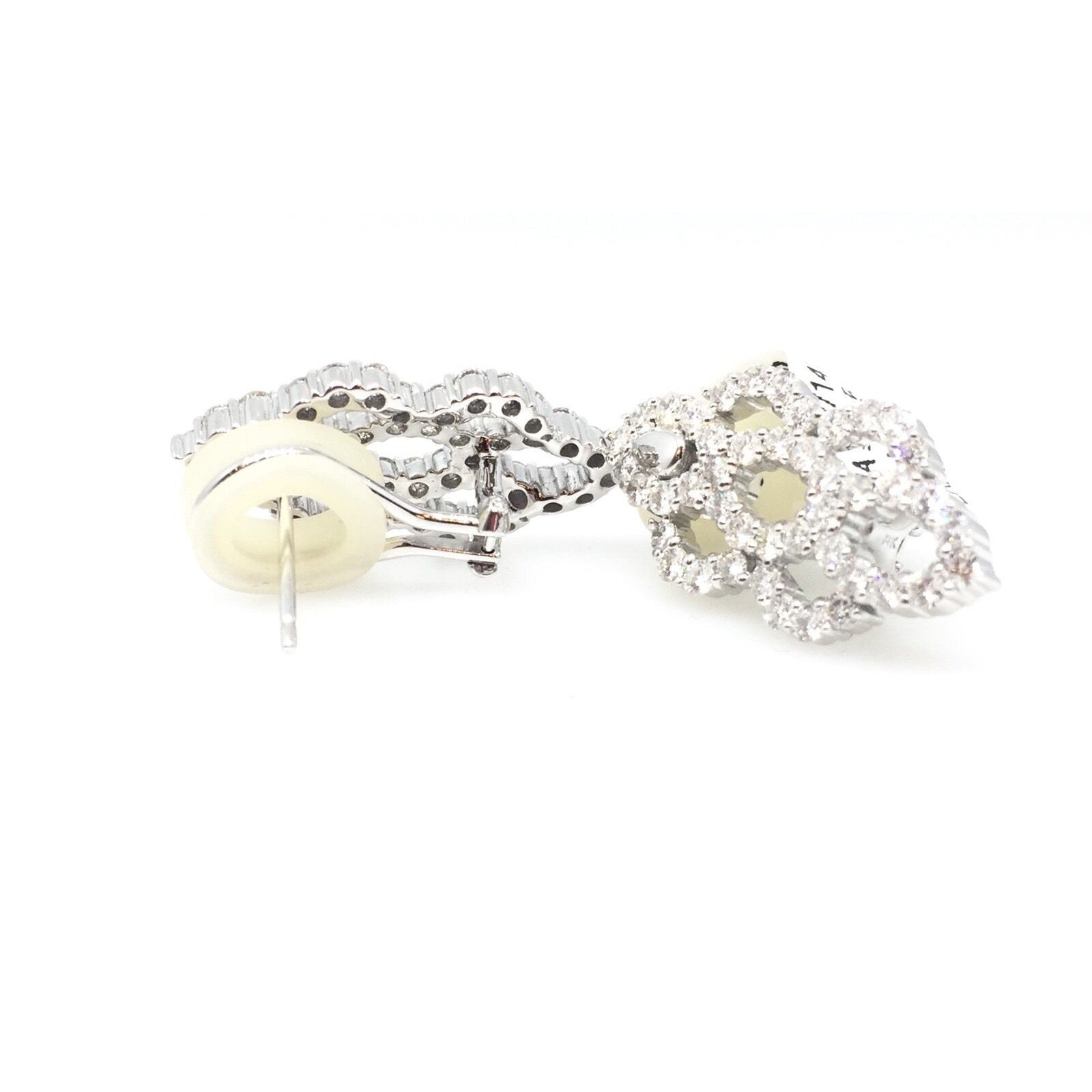 2.56 ct Diamond Earrings -Honeycomb Design- in 18k & 14k White Gold