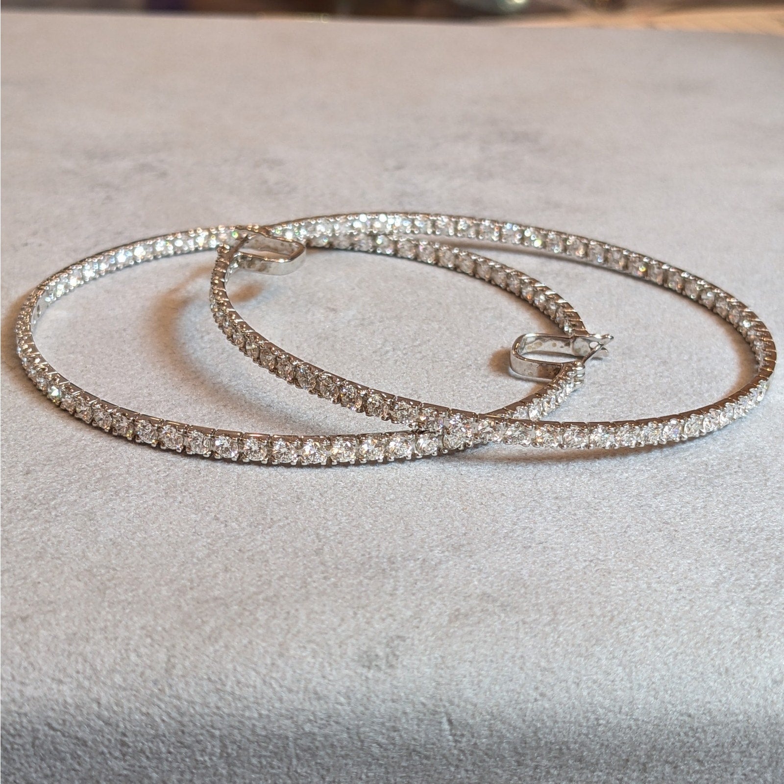 8.50 ctw Inside Out Round Diamond XL Hoop Earrings in 18k White Gold