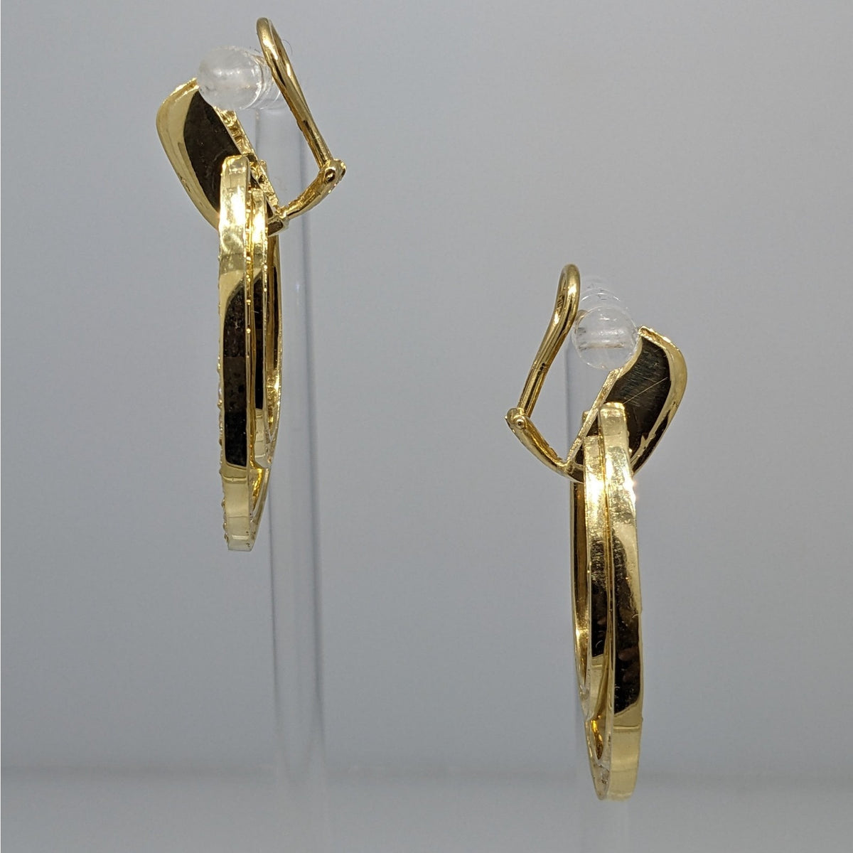 Natural Diamond Double Hoop Door-Knocker Earrings in 18k Yellow Gold