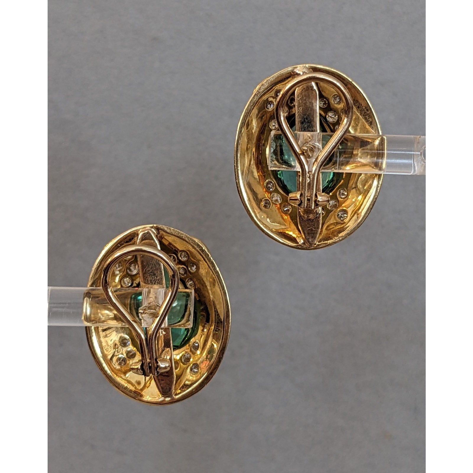 Green Tourmaline and Diamond Earrings in 18k & 14k Yellow Gold