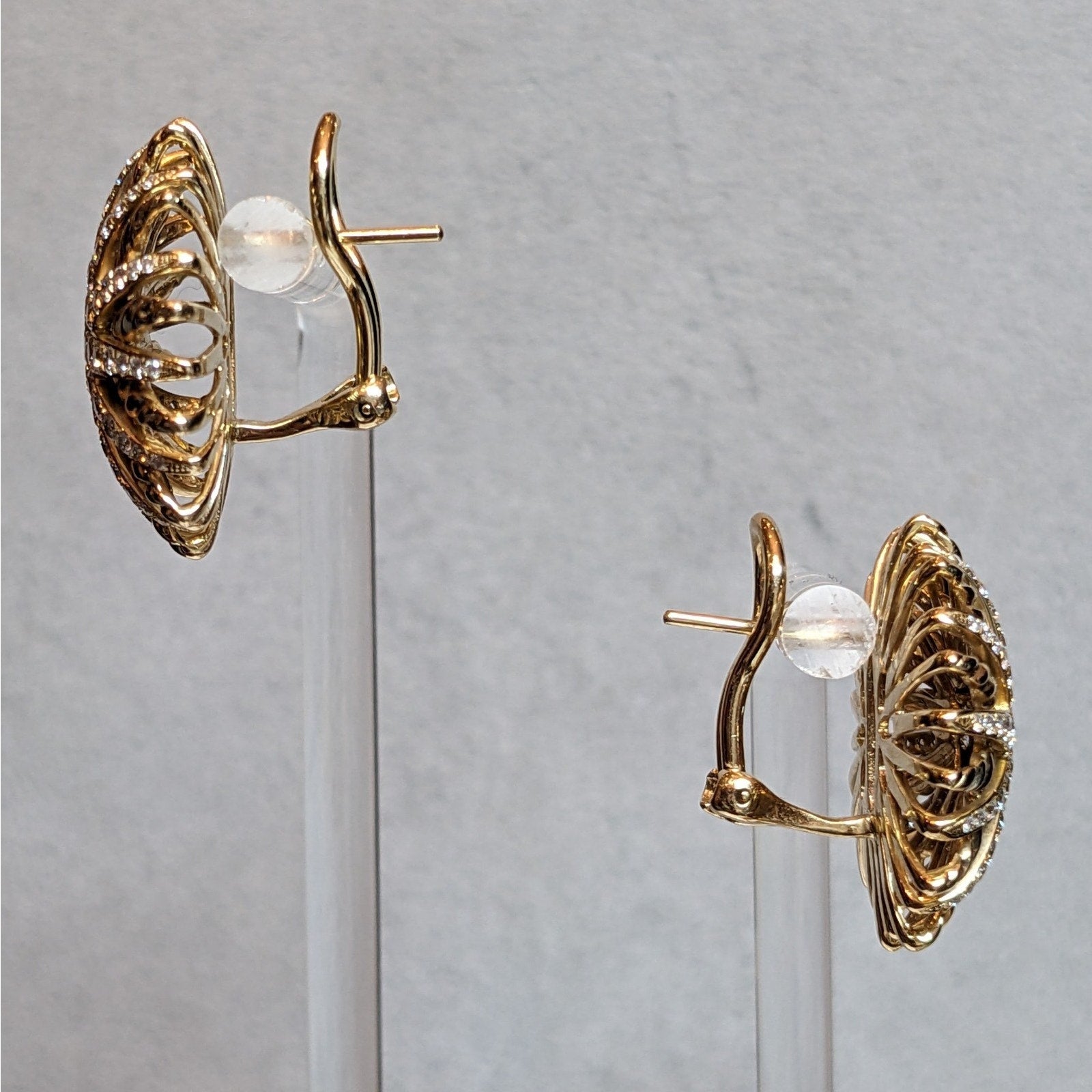 Natural Diamond Starburst Earrings in 14k Yellow Gold