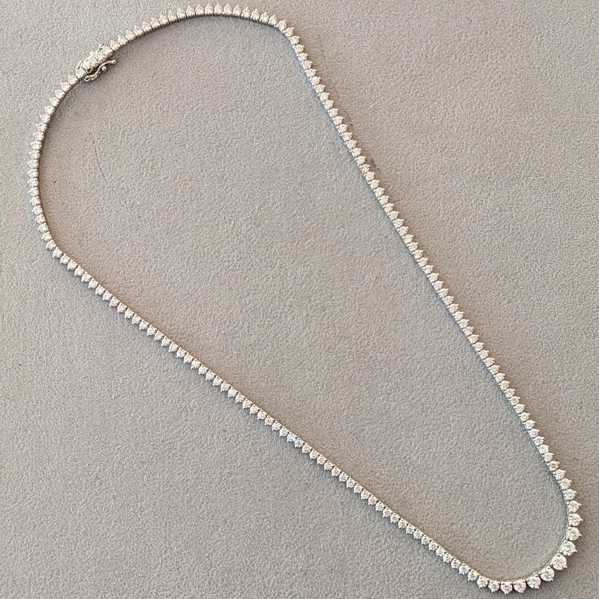 Round Diamond Graduating Tennis Necklace 8.00 ctw in 18k White Gold