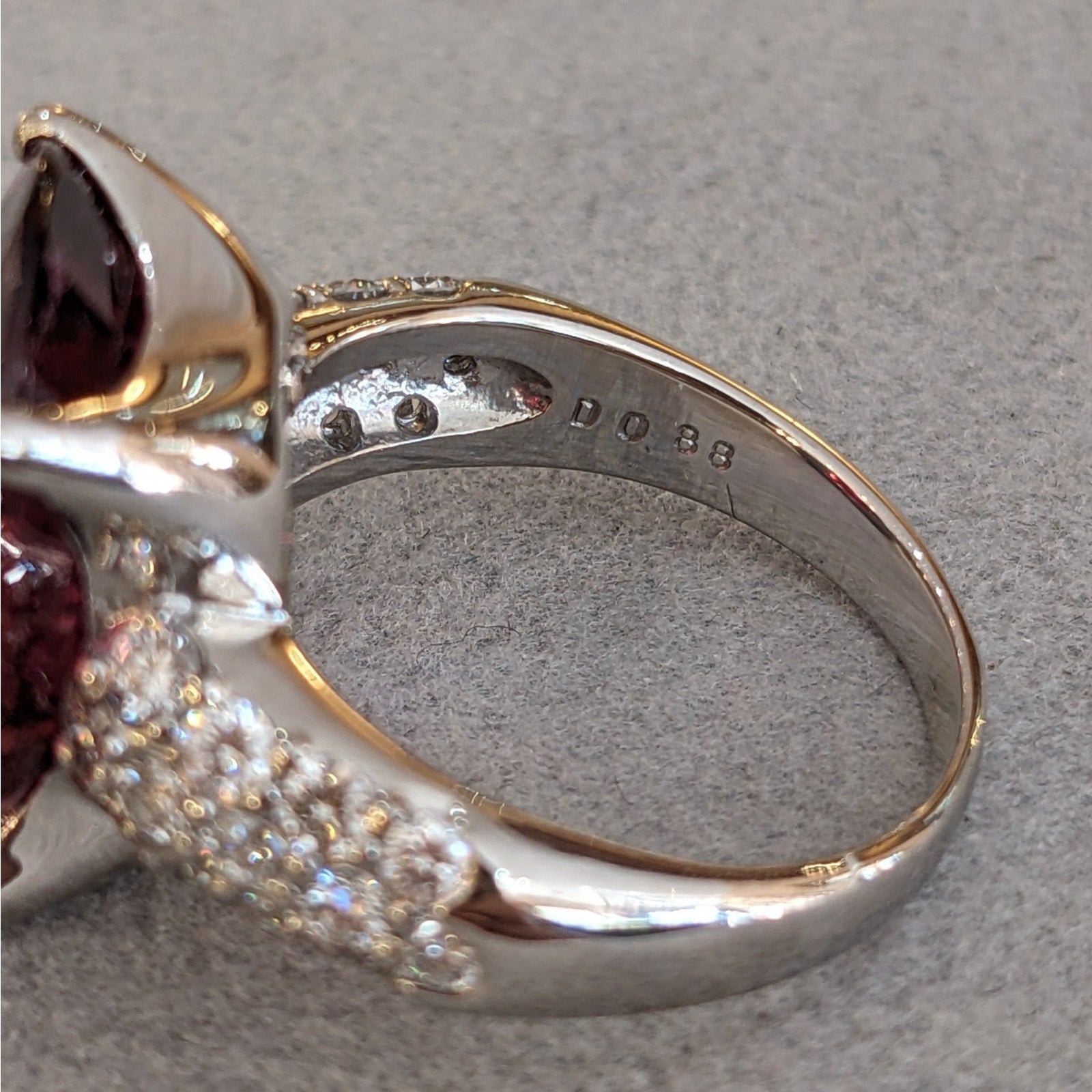 GIA 10.25ct Oval Rubellite Cocktail Ring with Diamonds in Platinum