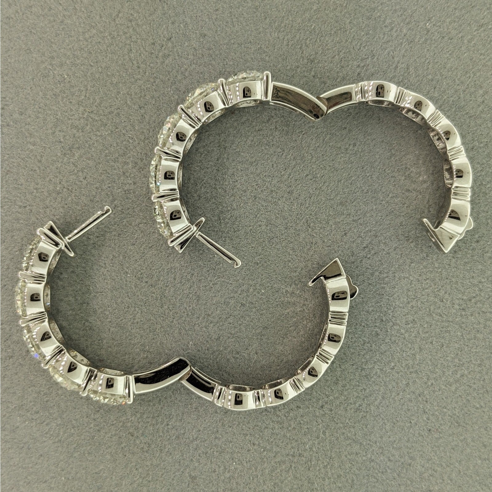 10.31 ctw Natural Round Diamond Hoop Earrings in 18k White Gold