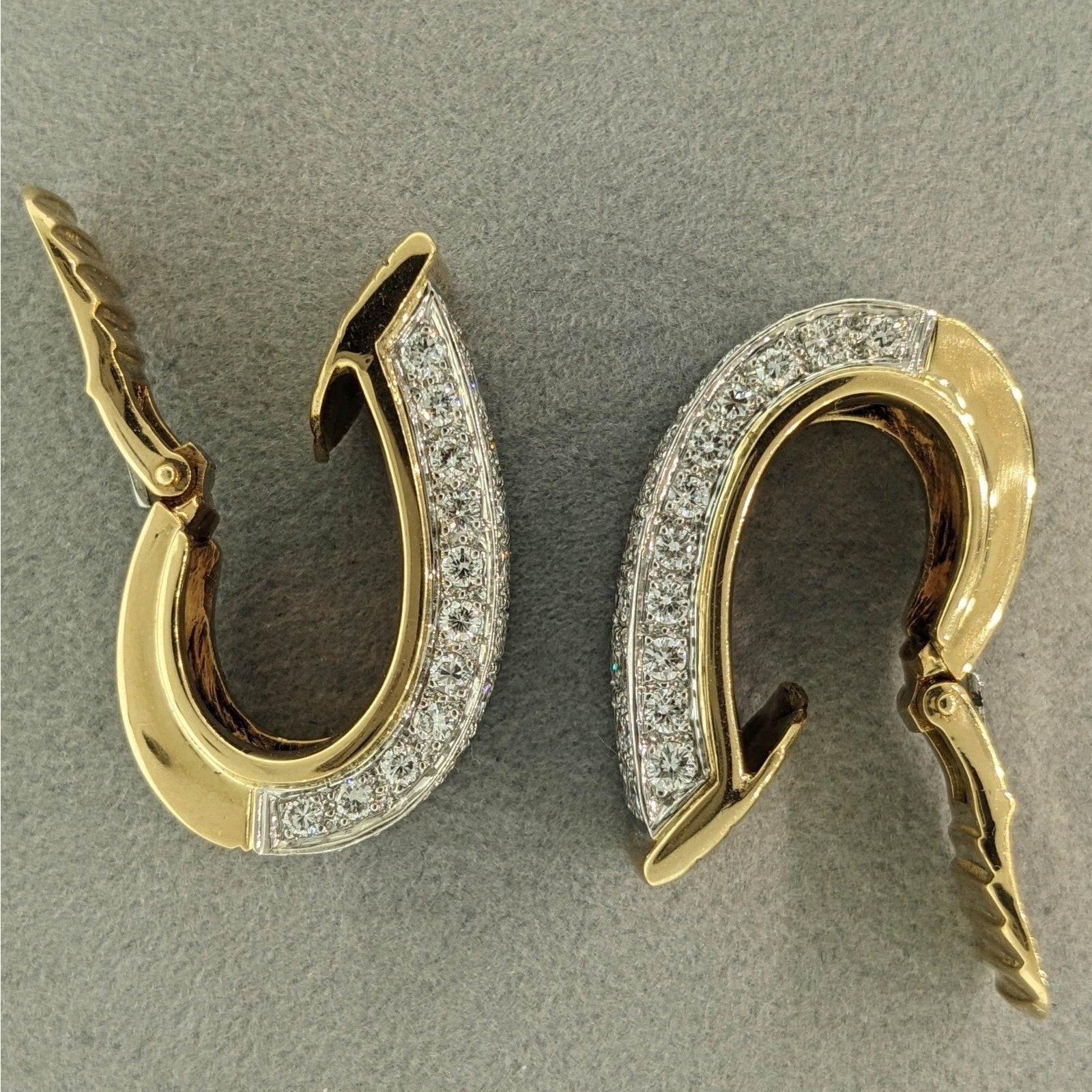 Natural Diamond Wide Pave Hoop Earrings in 18k Yellow/White Gold