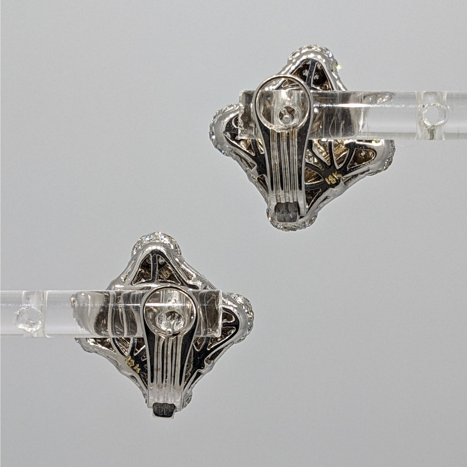 Natural Diamond Square Button Earrings in 18k White Gold