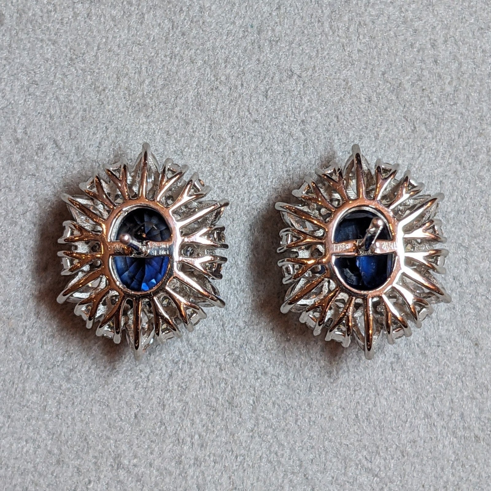 Sapphire and Diamond Stud Earrings in Platinum & 14k White Gold
