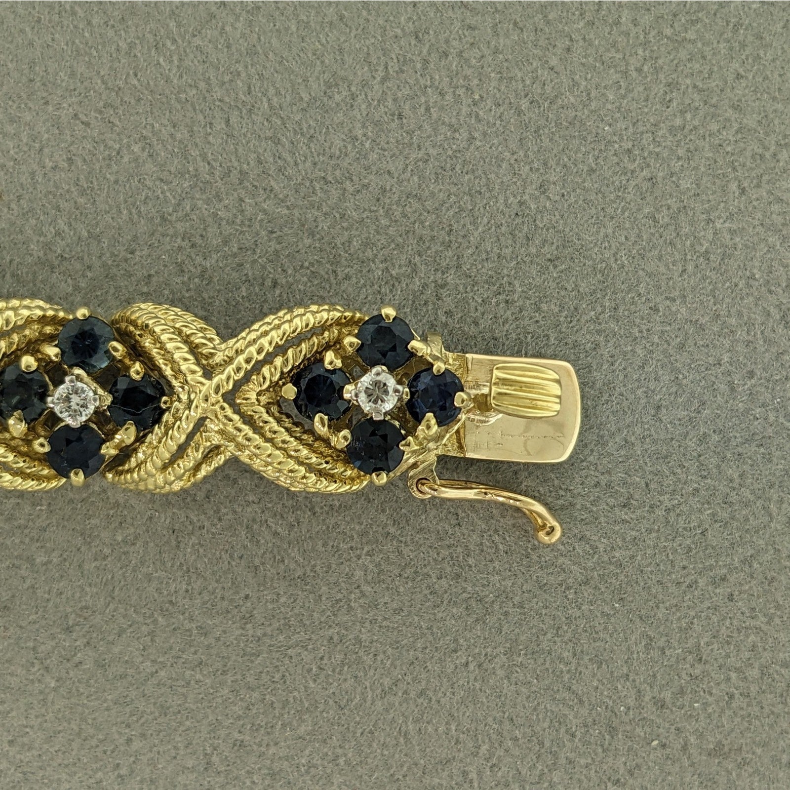 La Triomphe Sapphire and Diamond "X" Bracelet in 18k Yellow Gold