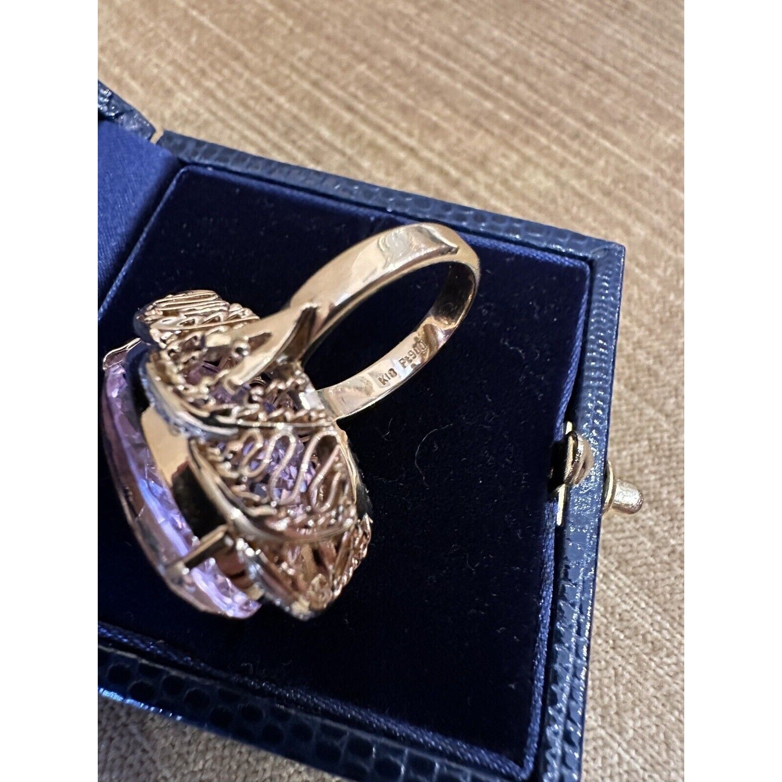 Pearshape Kunzite 27.75 ct Ring in Platinum and 18k Yellow Gold