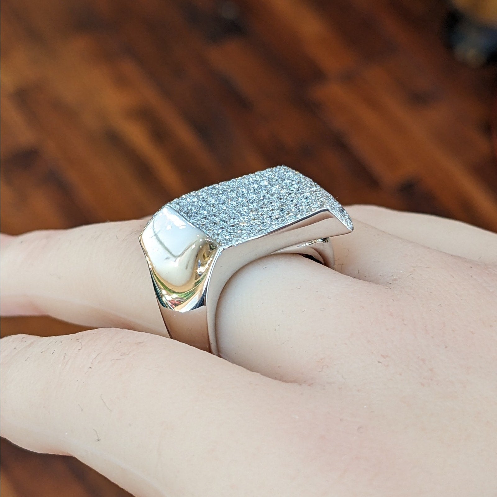 Pave Diamond Cocktail Ring in 18k White Gold