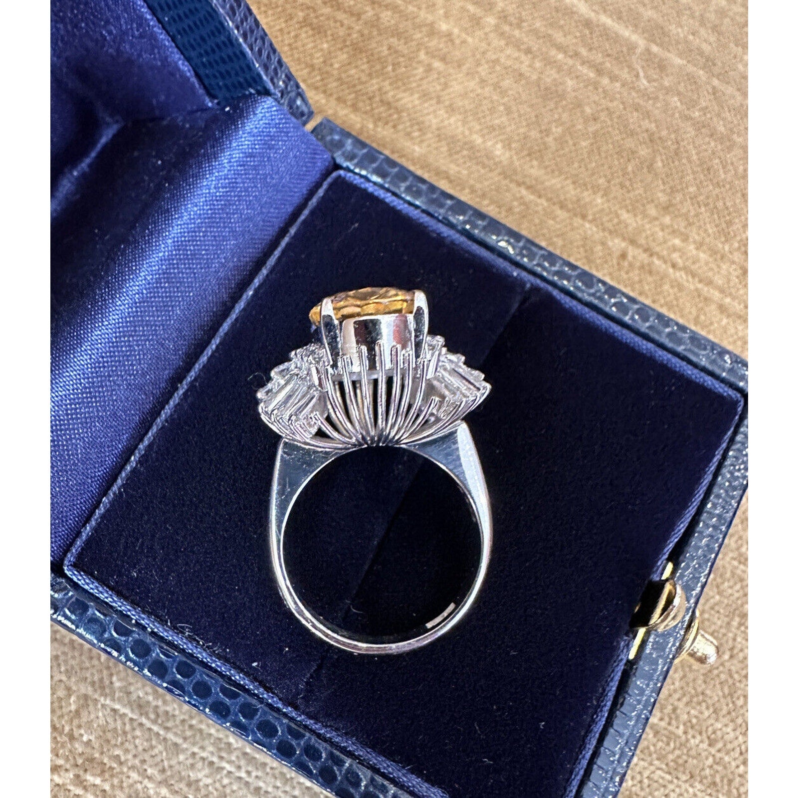 GIA 5.63 ct Unheated Ceylon Yellow Sapphire & Diamond Ring in Platinum -HM2462B