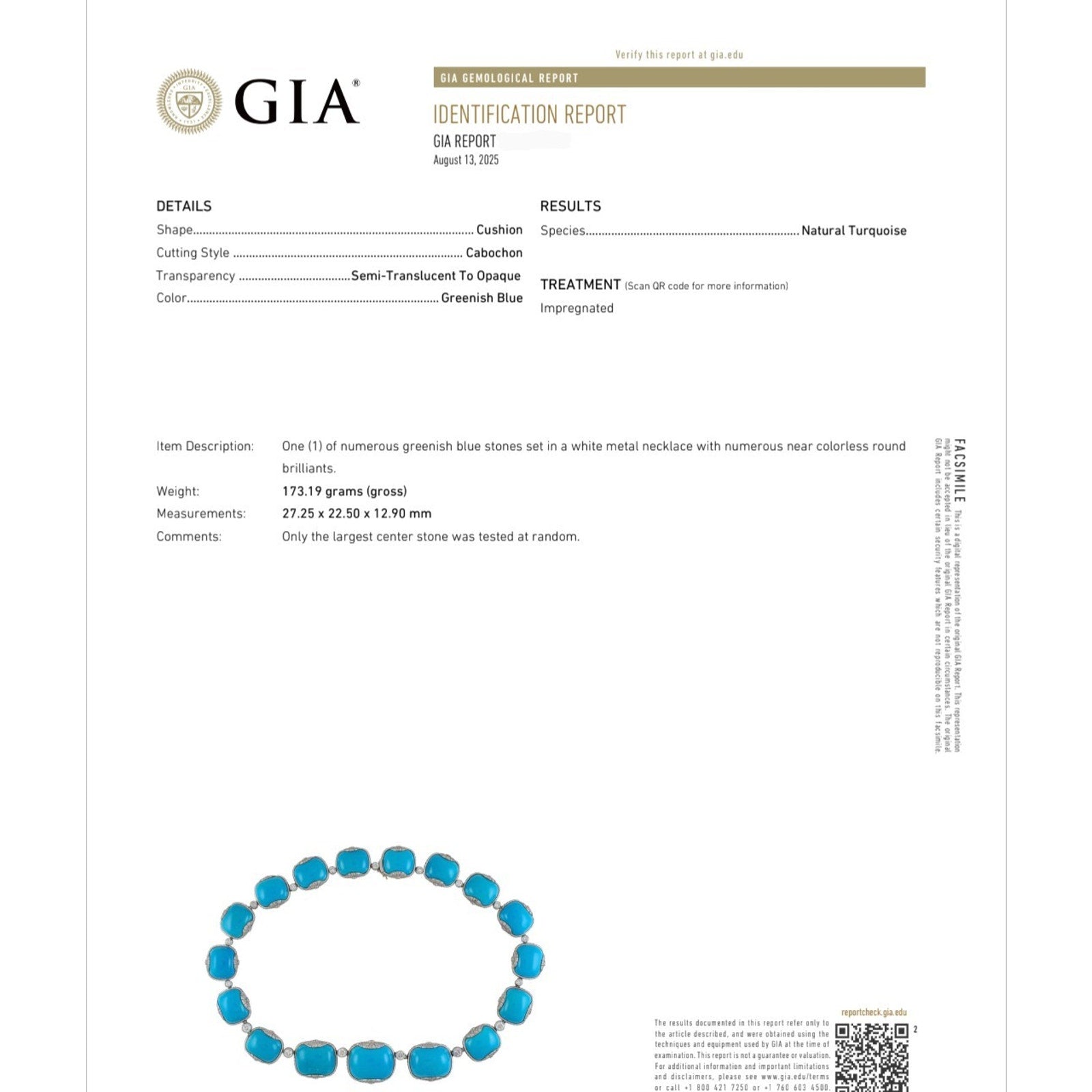 Fred Leighton Nat'l Turquoise and Diamond Necklace in 18k White Gold