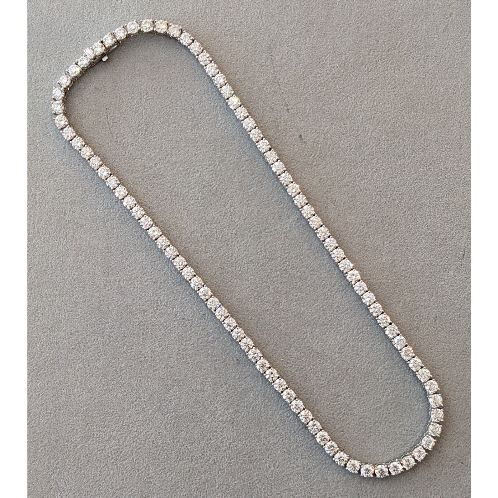 37.70 ctw Natural Diamond Tennis Necklace 17.5 inch in 18k White Gold