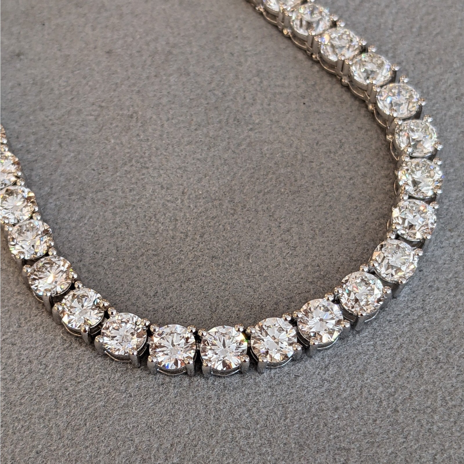37.70 ctw Natural Diamond Tennis Necklace 17.5 inch in 18k White Gold