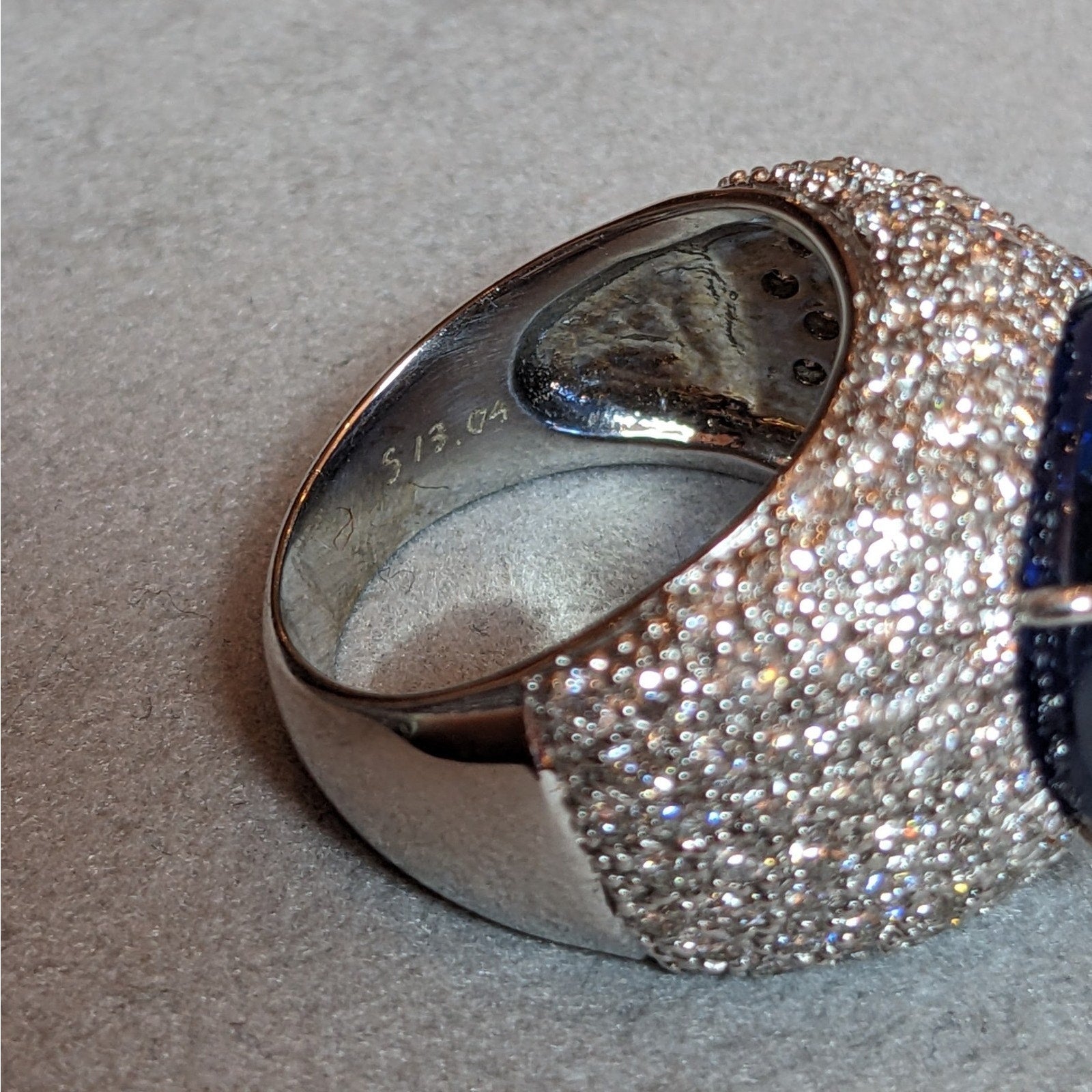 GIA 13.04 carat Oval Ceylon Sapphire & Diamond Ring in 18k White Gold