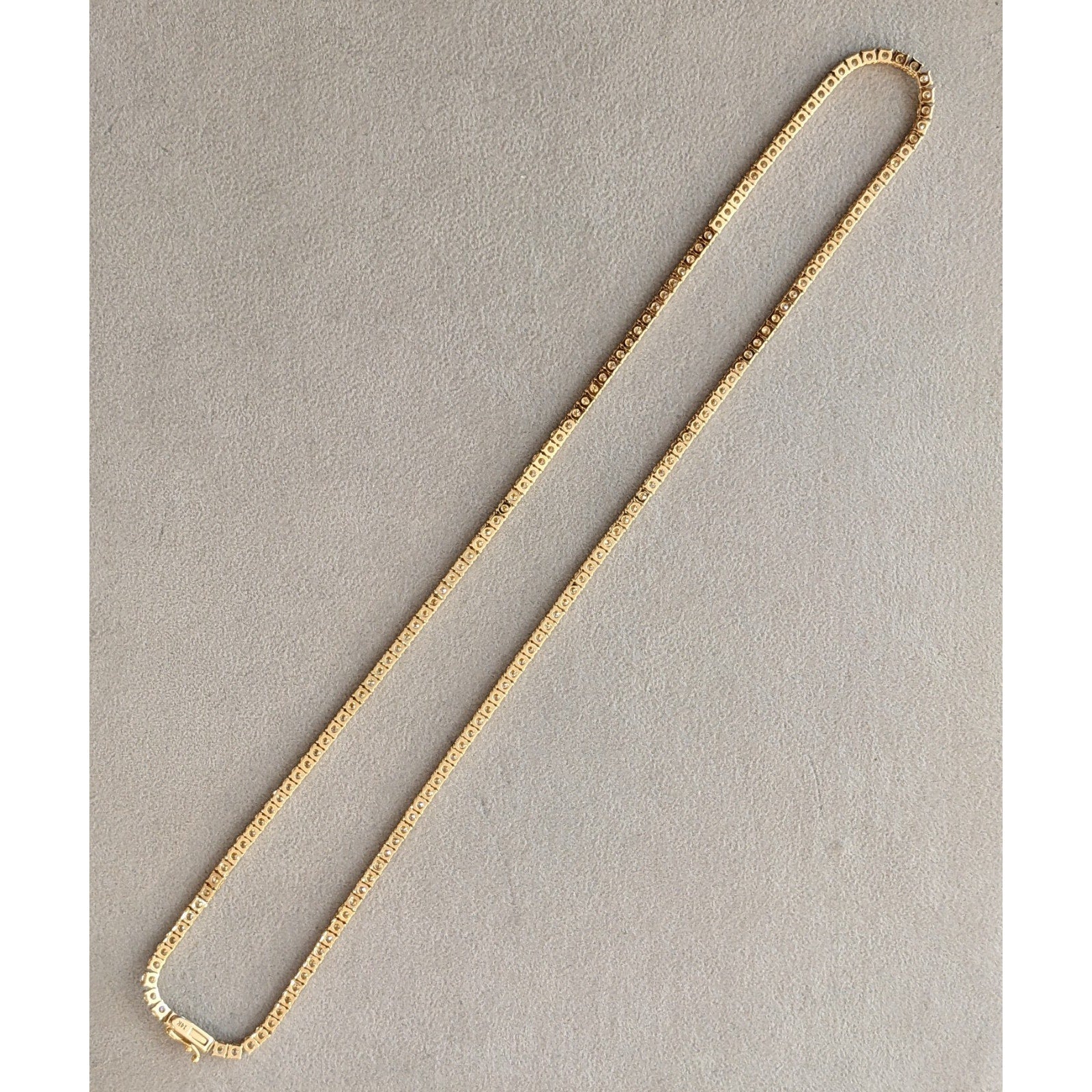 4-prong Round Diamond Tennis Necklace 14.50 cttw in 14k Yellow Gold