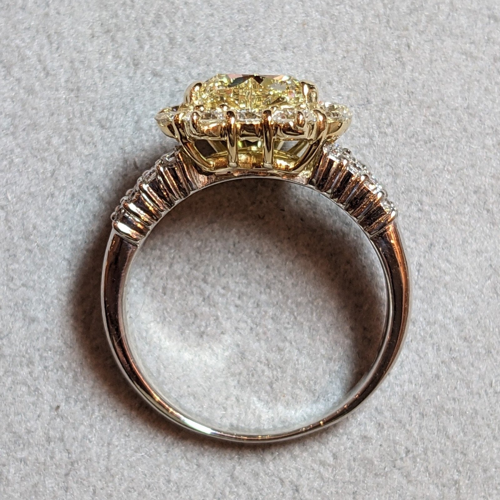 GIA 2.02 ct Fancy Yellow Heart Diamond in Platinum Diamond Ring