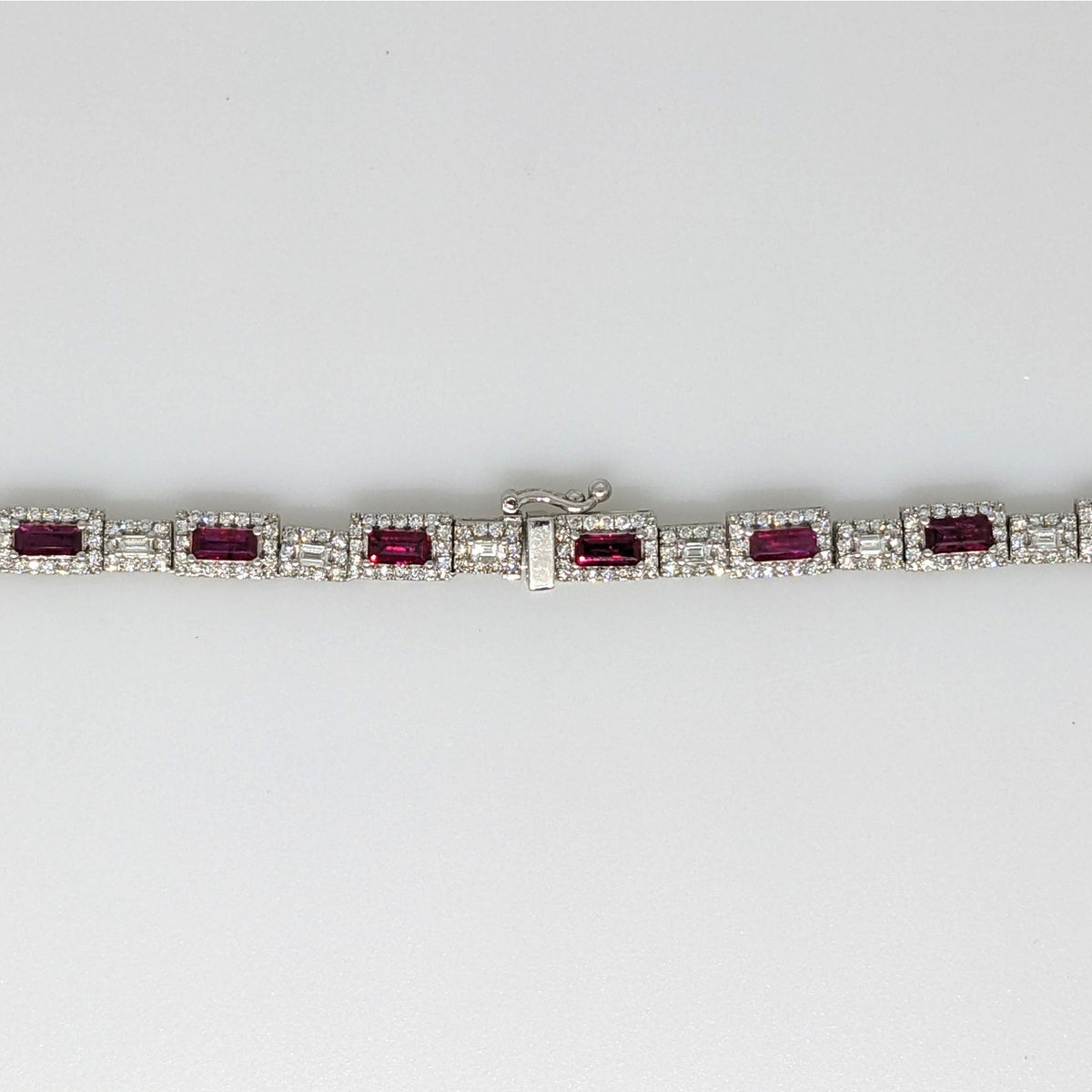 GIA Certified Unheated Ruby & Diamond Necklace in 18k White Gold