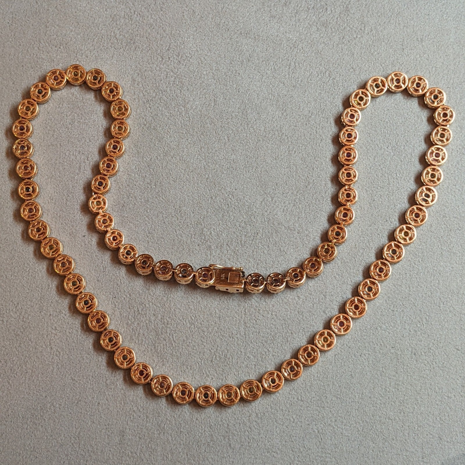 Multicolor Sapphire and Diamond Choker Necklace in 14k Rose Gold