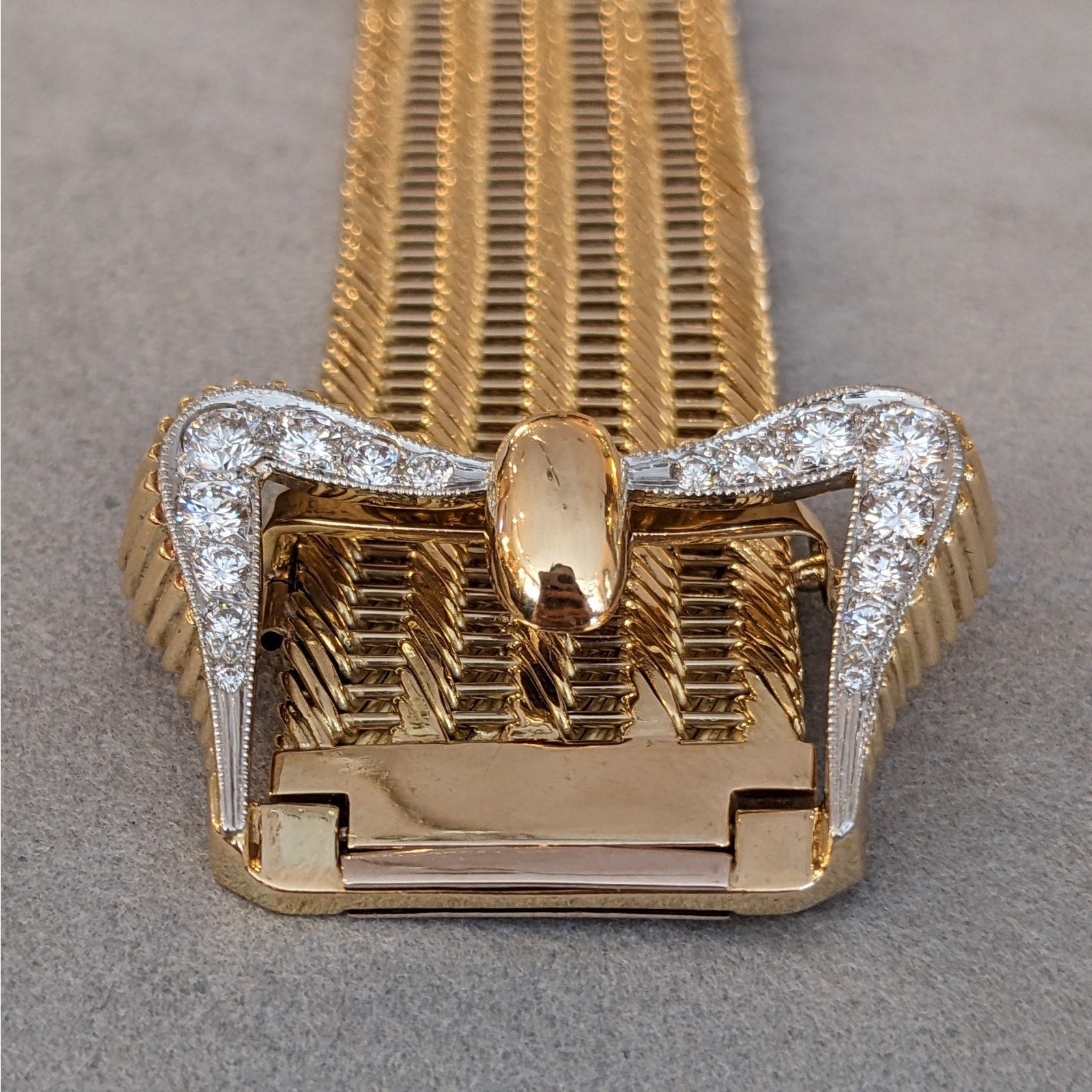 Vintage Kutchinsky Diamond Belt Bracelet in 18k Yellow Gold