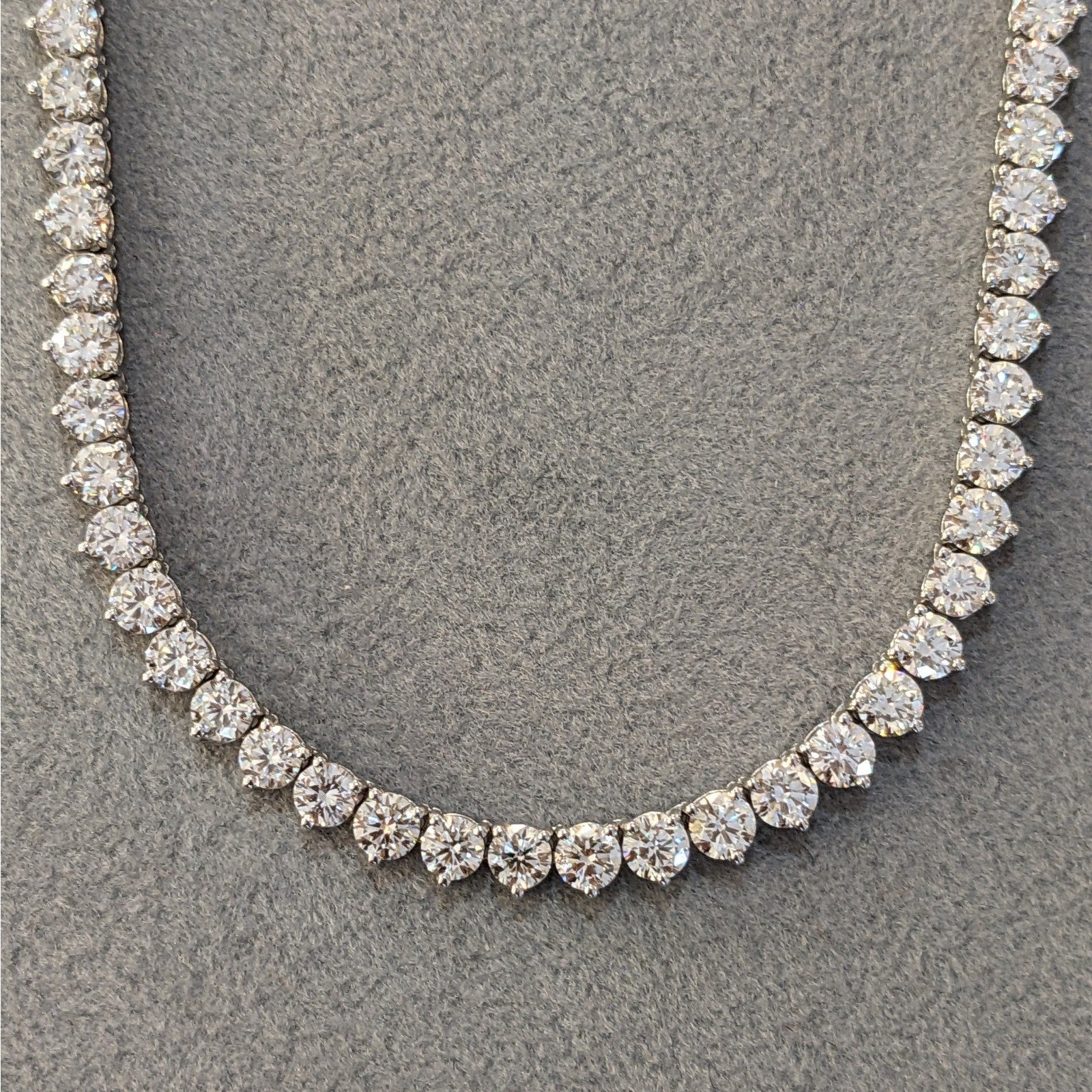 14.31 cts Diamond Tennis Necklace in 18k White Gold 16.75" long