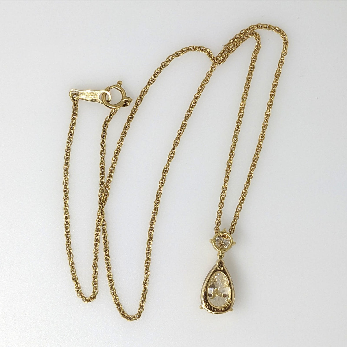 GIA 3.11 ct Pear Diamond Pendant Necklace in 18k Yellow Gold
