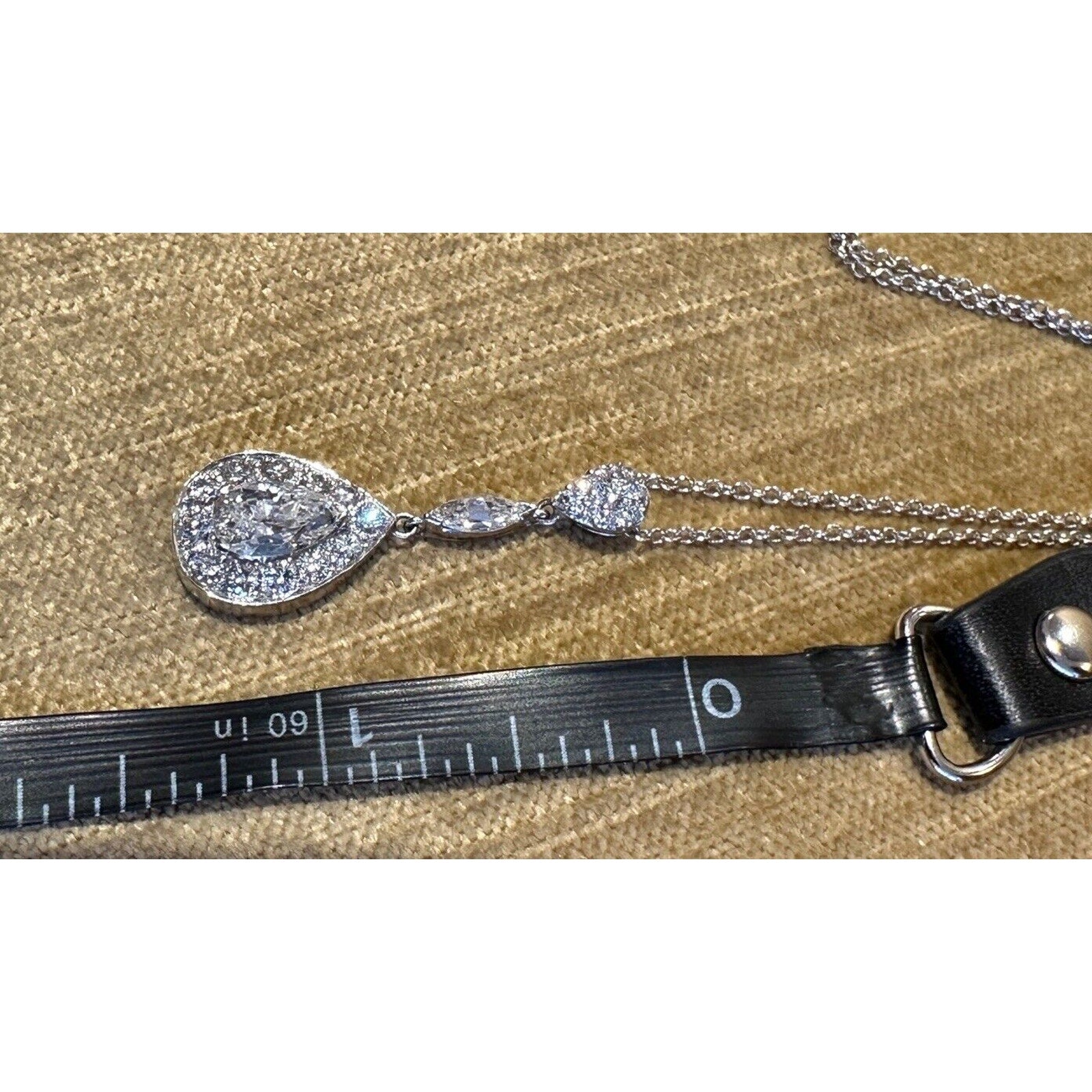 GIA 1.12 carat Pear Shape Diamond F-SI1 in Platinum/18k White Gold Pendant Necklace