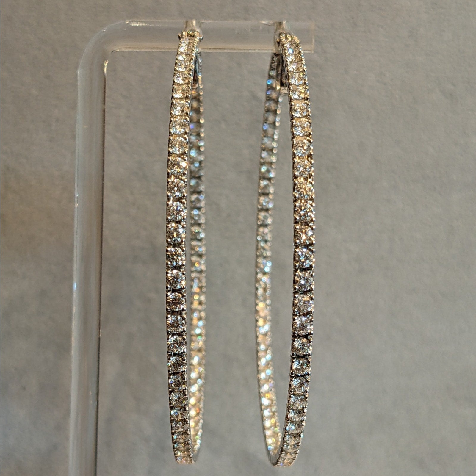 8.50 ctw Inside Out Round Diamond XL Hoop Earrings in 18k White Gold