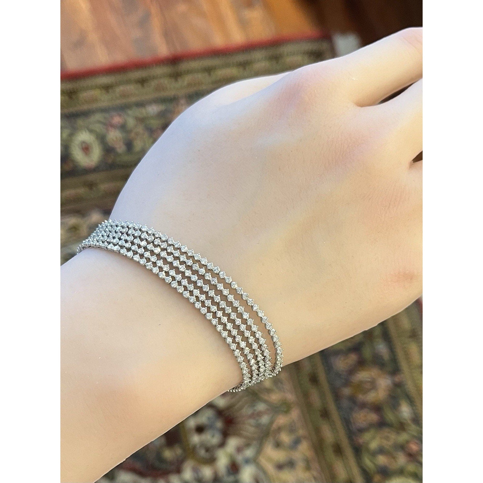 Five Strand Round Diamond Tennis Bracelet 5.00 cttw in Platinum