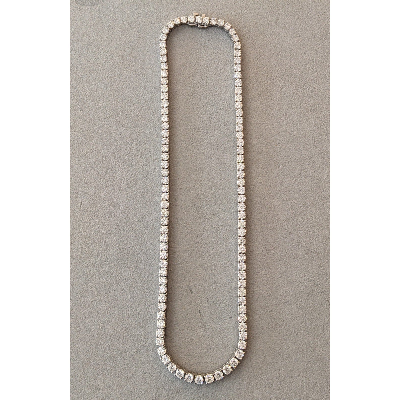Natural Diamond Tennis Necklace in 18k White Gold 16.75 inches