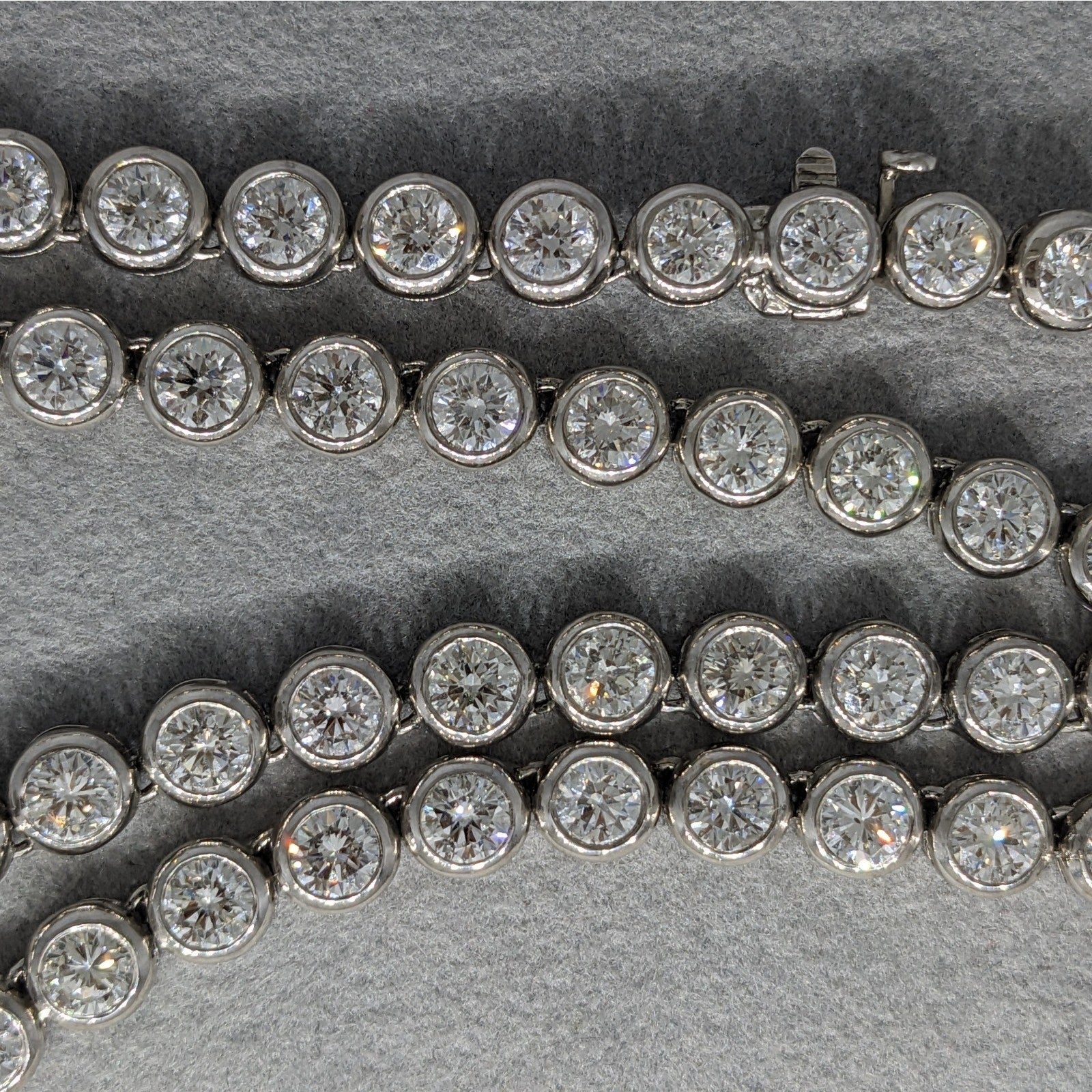 25.00 ctw Natural Diamond Bezel Set 32" Tennis Necklace 18k White Gold