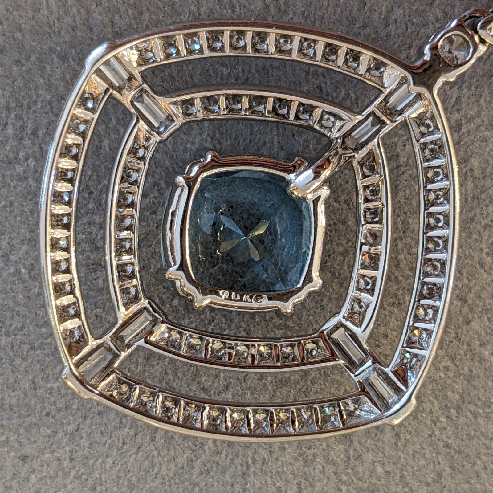 Natural Aquamarine and Diamond Pendant Necklace in 18k White Gold