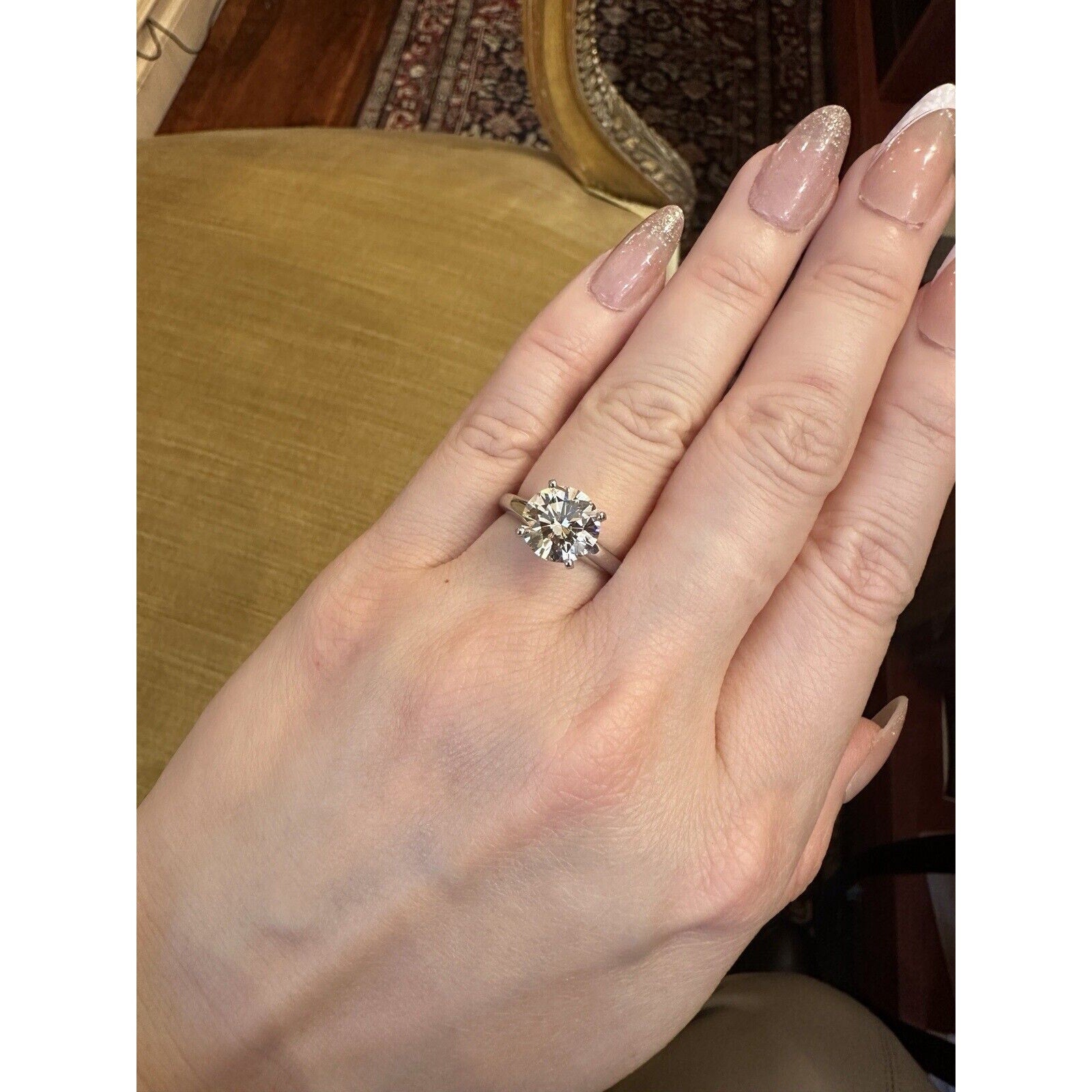 GIA 3.26 ct Round Brilliant Diamond Solitaire Ring in Platinum