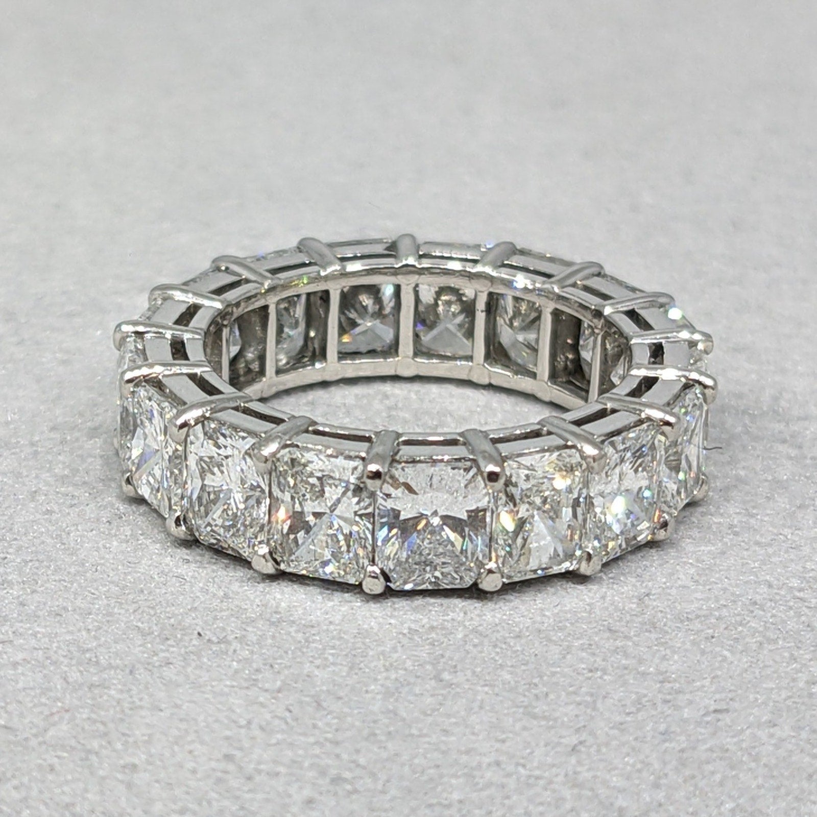 Radiant Cut Diamond Eternity Band Ring 6.00 ctw in Platinum Size 4.5