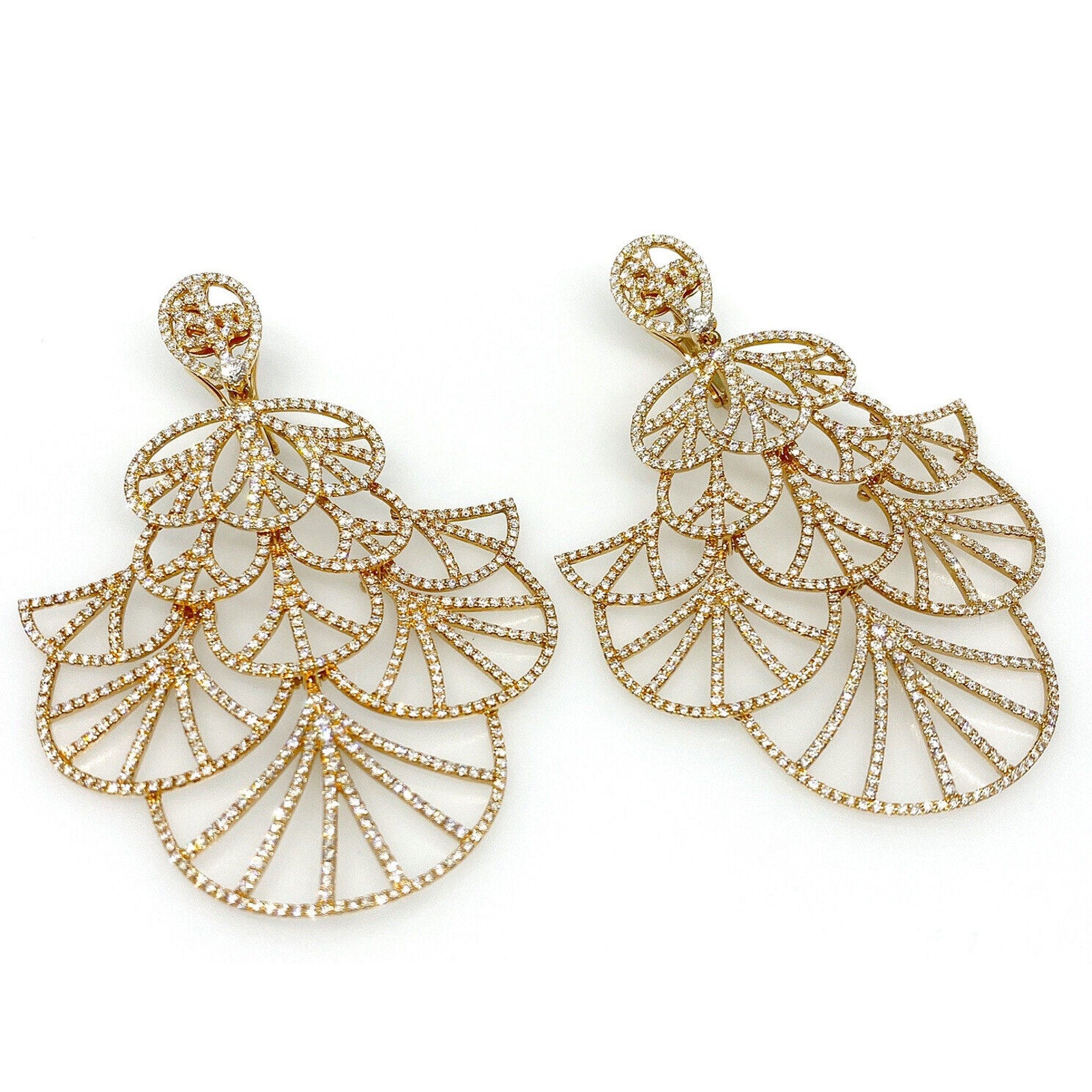 Tiered Diamond Chandelier Earrings with 9.50 cttw in 18k Rose Gold