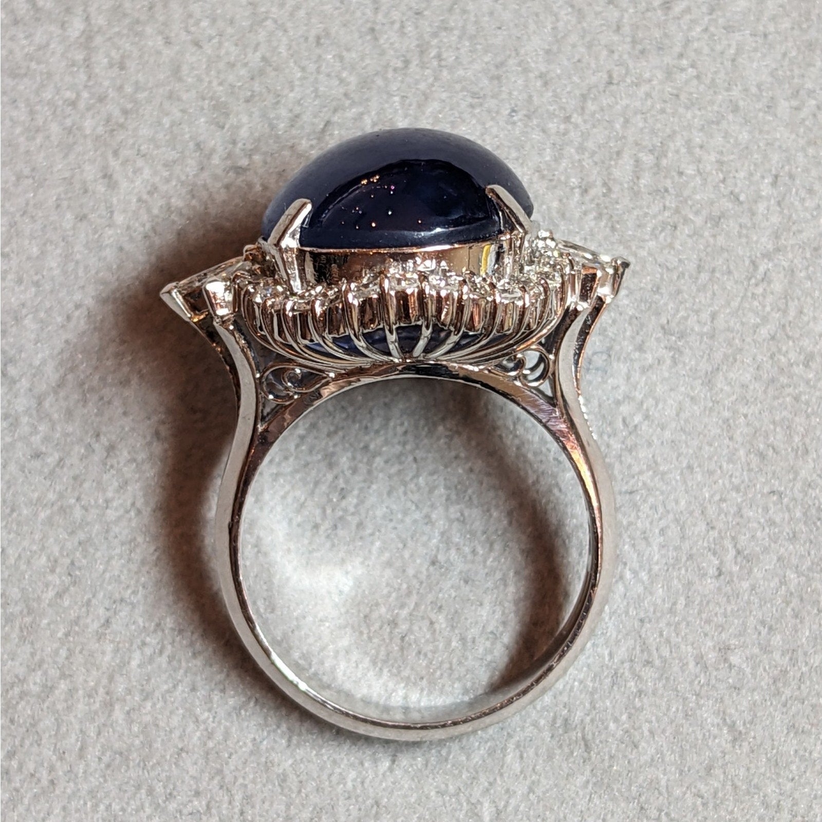 GIA 16.42 ct Natural Star Sapphire and Diamond Ring in Platinum