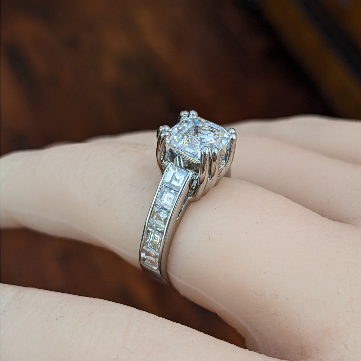 GIA 2.70 ct Asscher Cut Natural Diamond Ring in Platinum