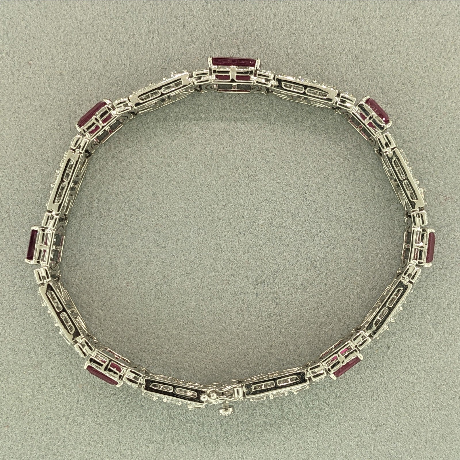 Natural Diamond and Ruby Statement Bracelet in Platinum