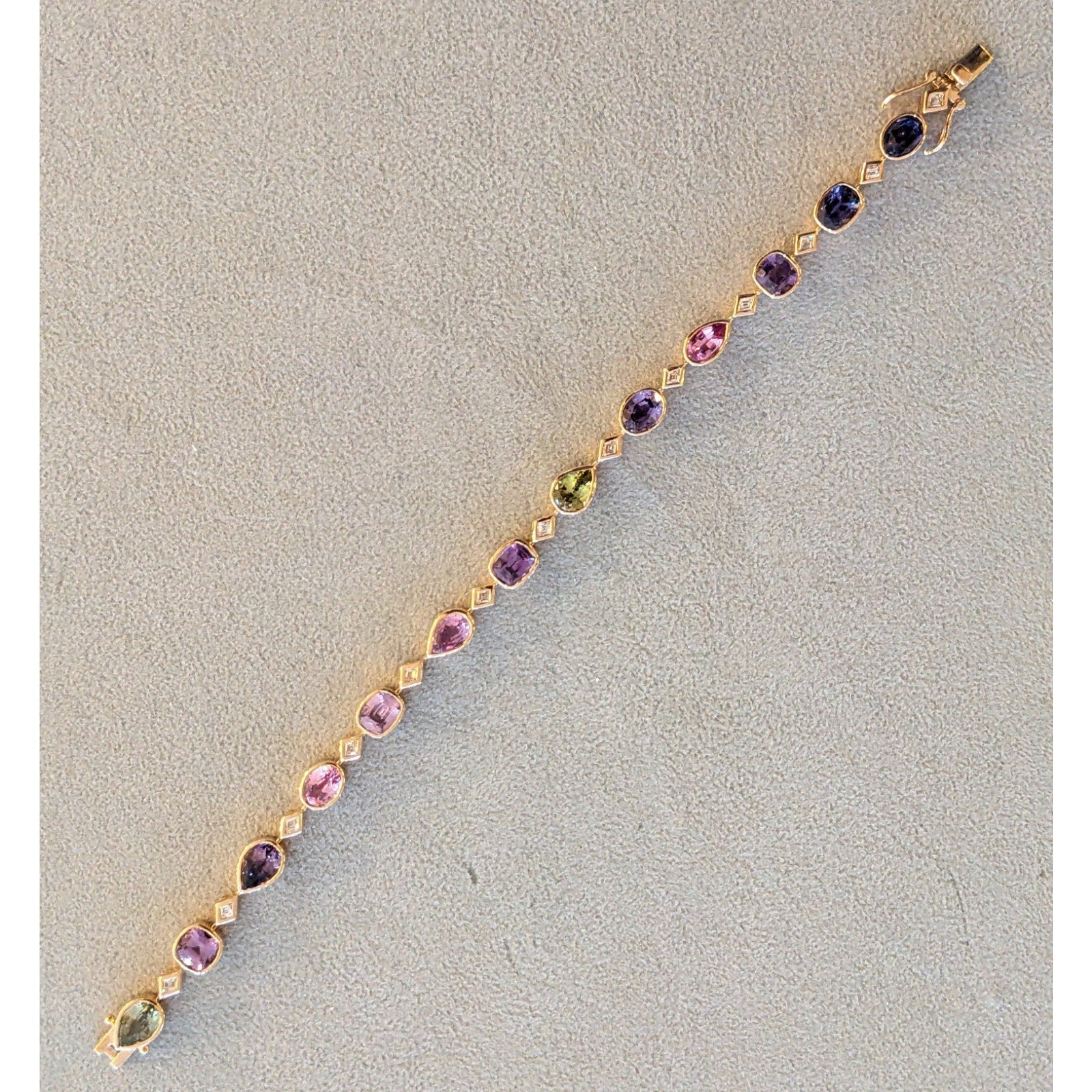 No Heat Multicolor Sapphire & Diamond Bracelet in 14k Rose Gold