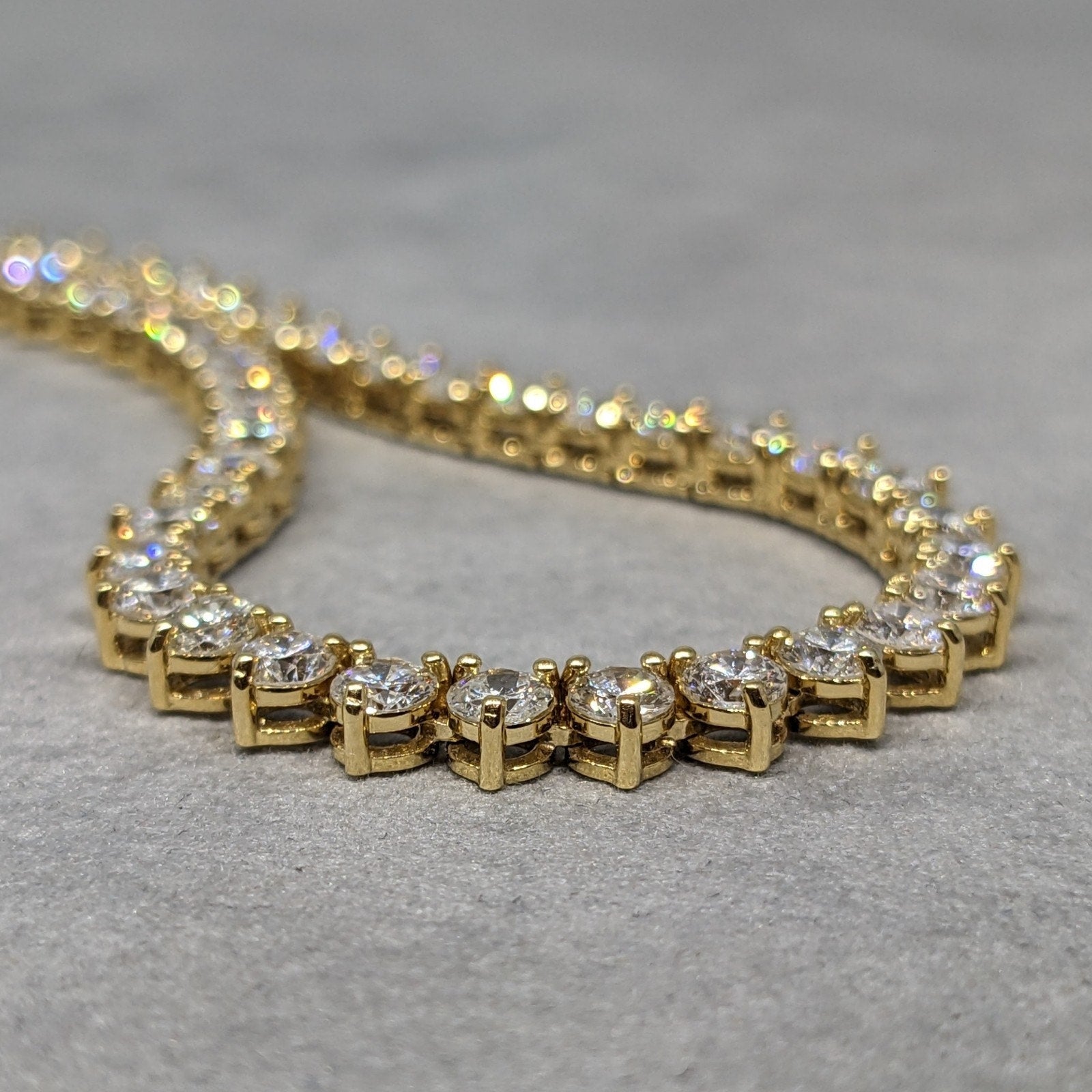 Natural Diamond Tennis Necklace 14.96 ctw in 18k Yellow Gold 16.5"