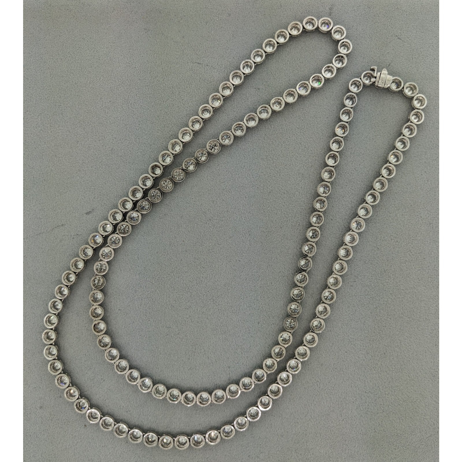 25.00 ctw Natural Diamond Bezel Set 32" Tennis Necklace 18k White Gold
