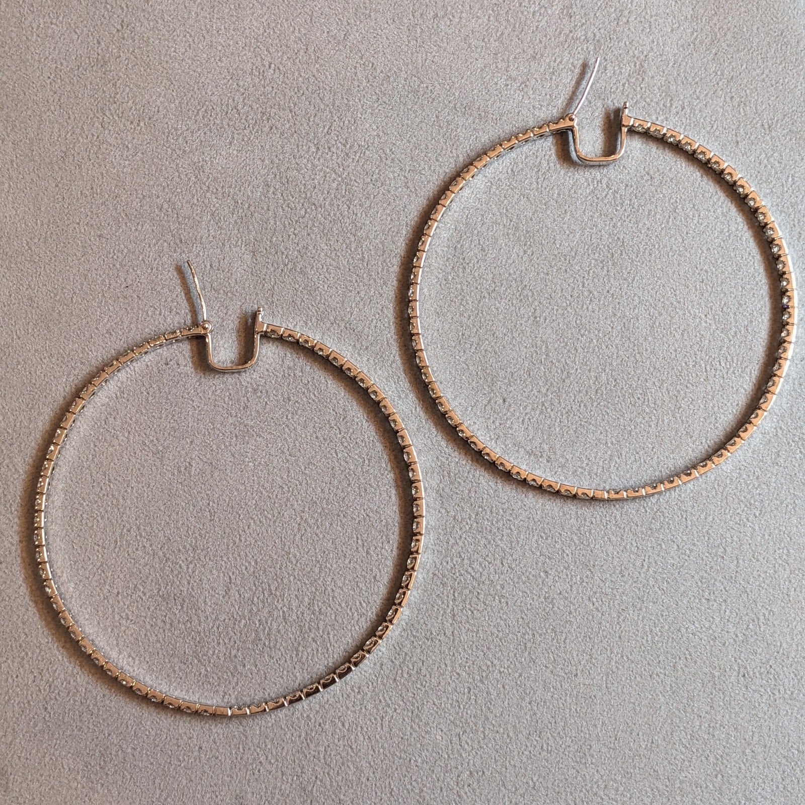 8.50 ctw Inside Out Round Diamond XL Hoop Earrings in 18k White Gold