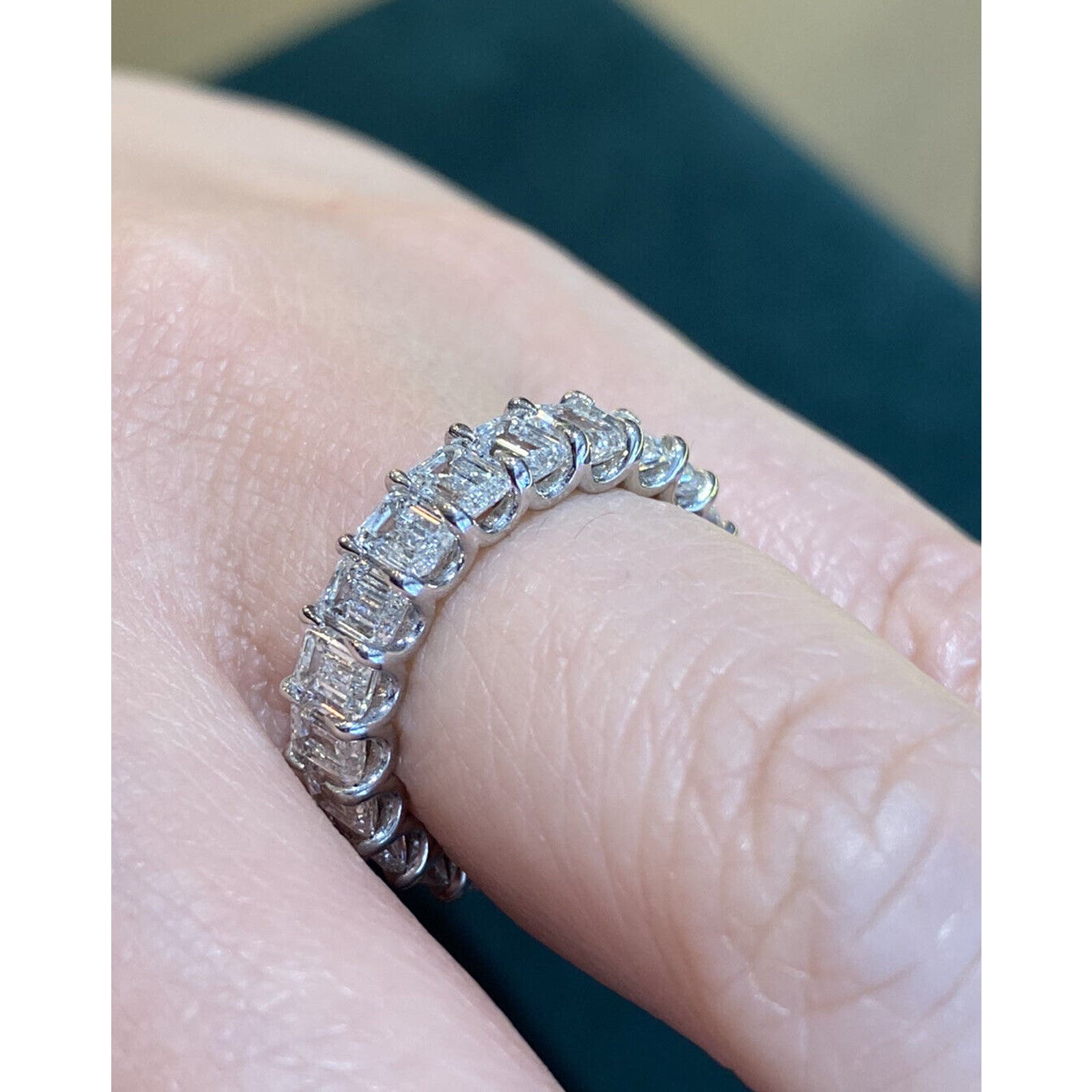 5.12 ctw Emerald Cut Diamond Eternity Band Ring in Platinum 5mm 6.25- HM2347E