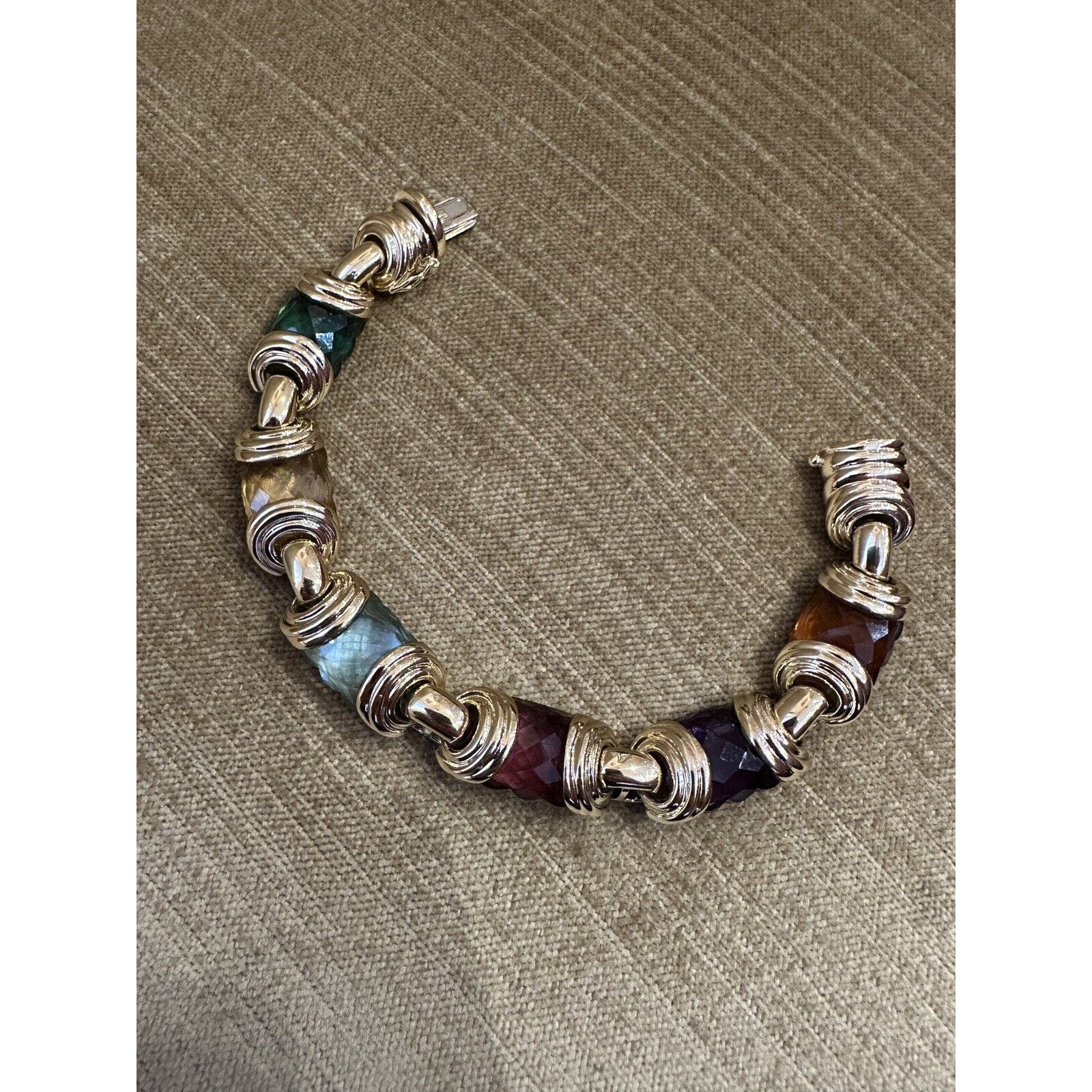 MultiColor Gemstone Statement Bracelet in 18k Yellow Gold - HM2427BS