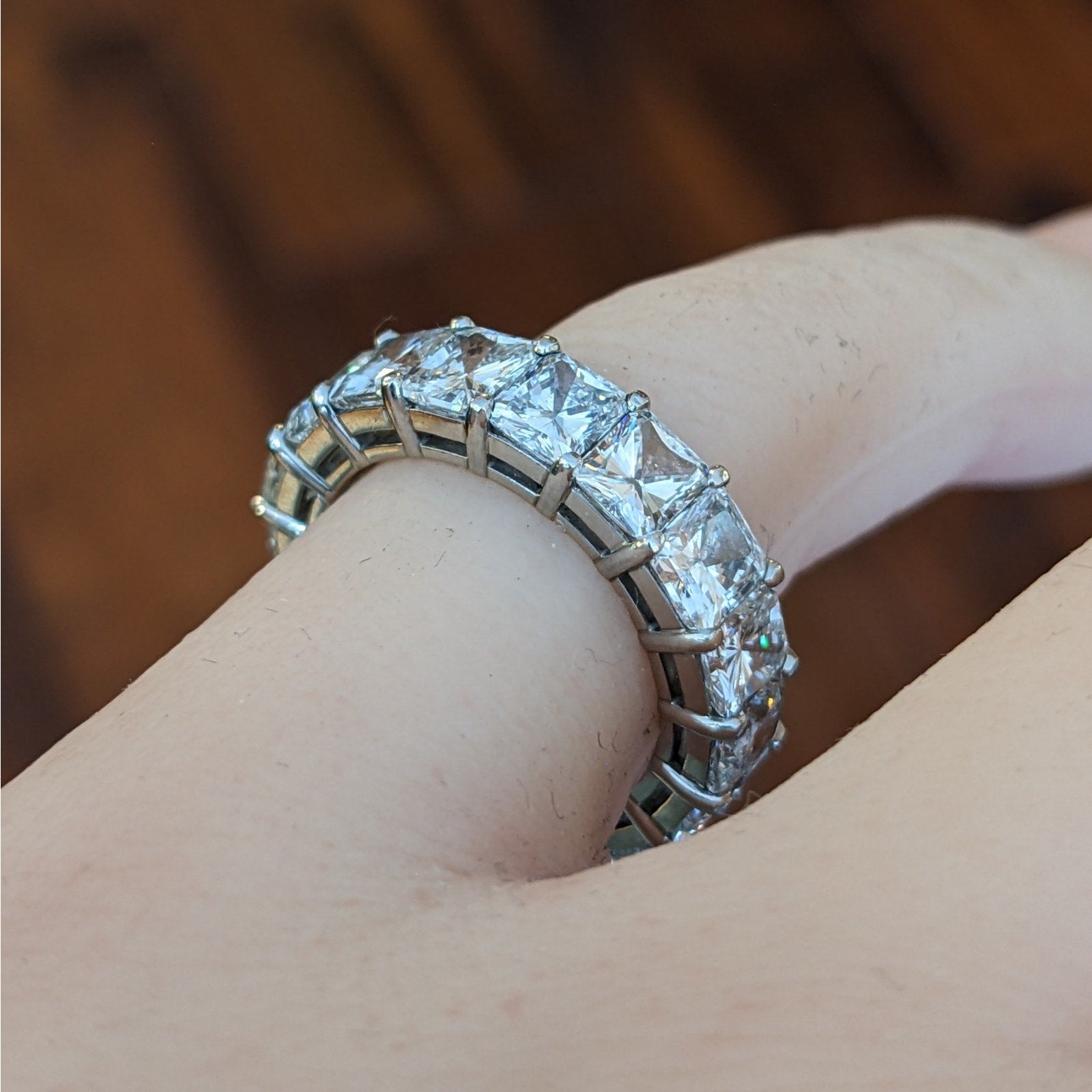 Radiant Cut Diamond Eternity Band Ring 6.00 ctw in Platinum Size 4.5
