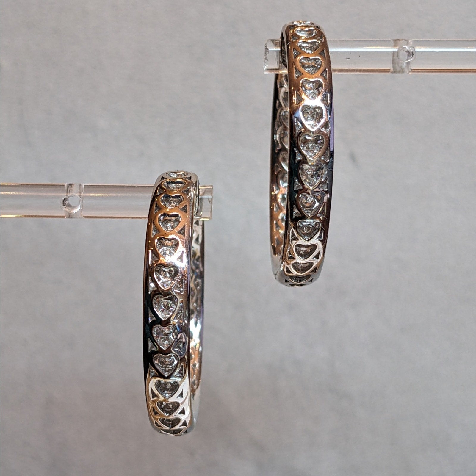 9.50 ct Round Pave Diamond Hoop Earrings in 18k White Gold by Odelia