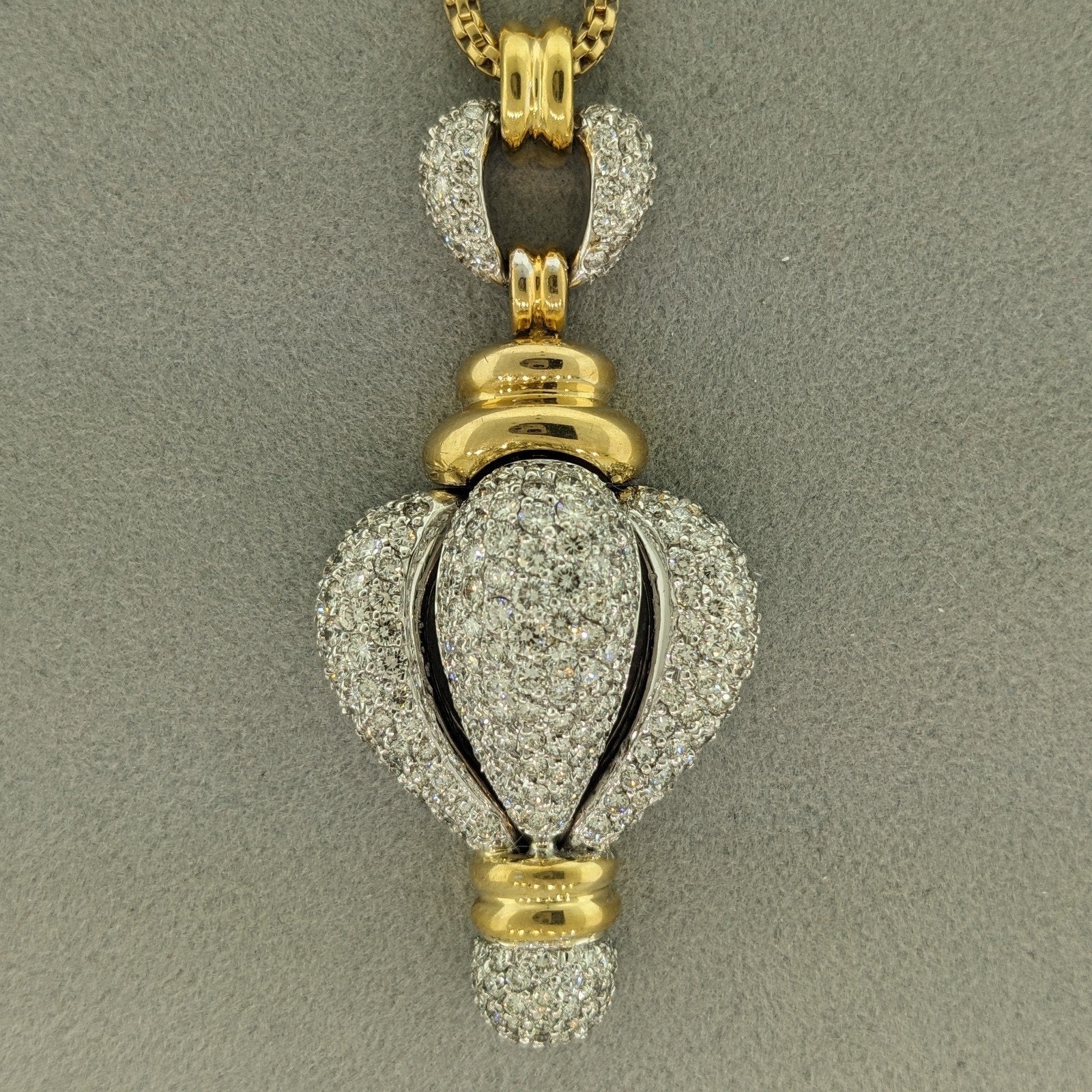 Diamond Pave Pendant Necklace in 18k Yellow & White Gold
