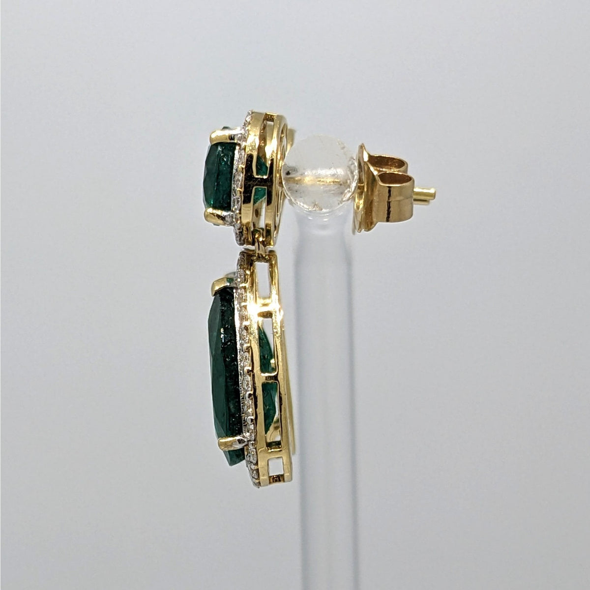 GIA Emerald and Diamond Drop Earrings in 18k White & Yellow Gold