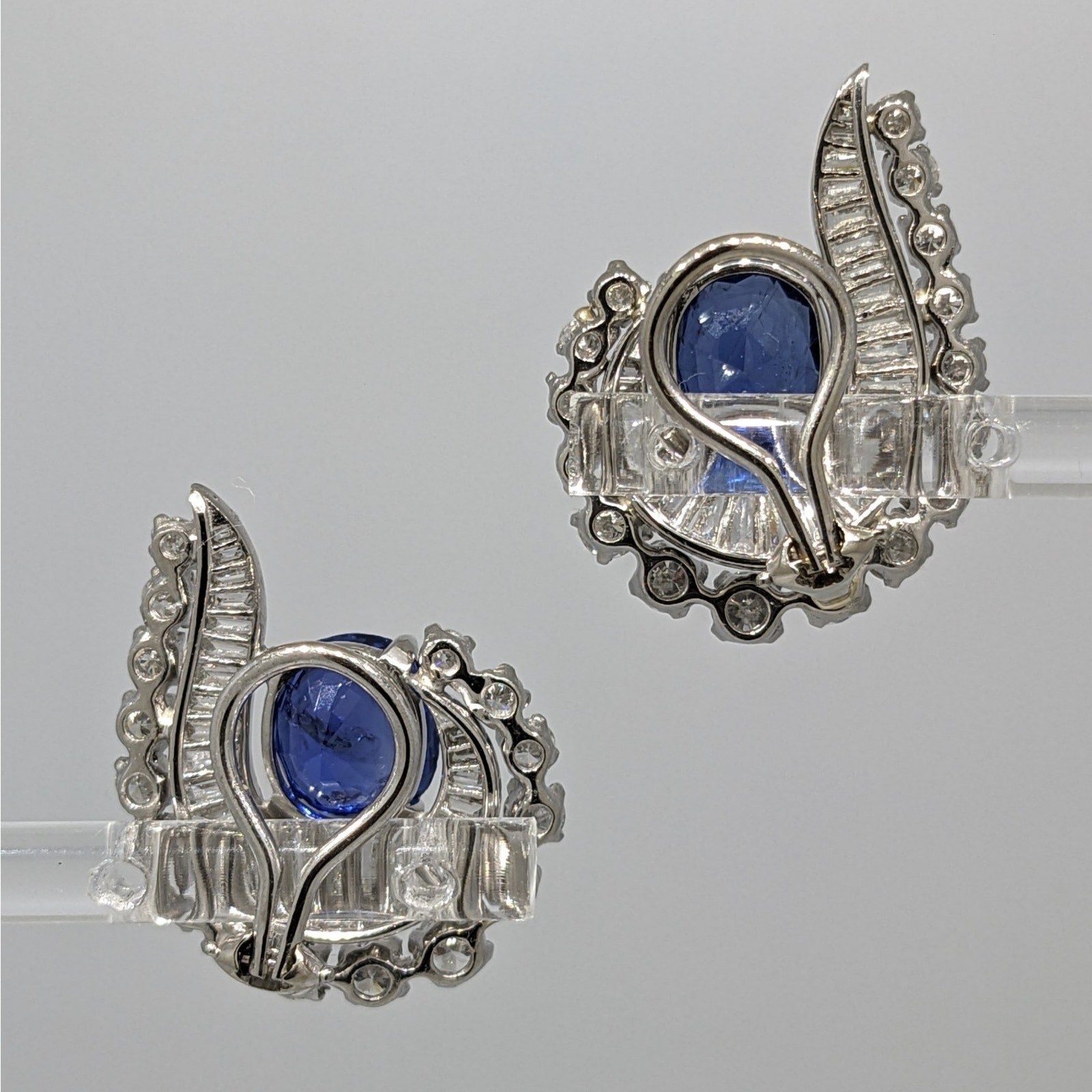 GIA Unheated Burma Sapphires and Diamond Vintage Earrings in Plat/White Gold