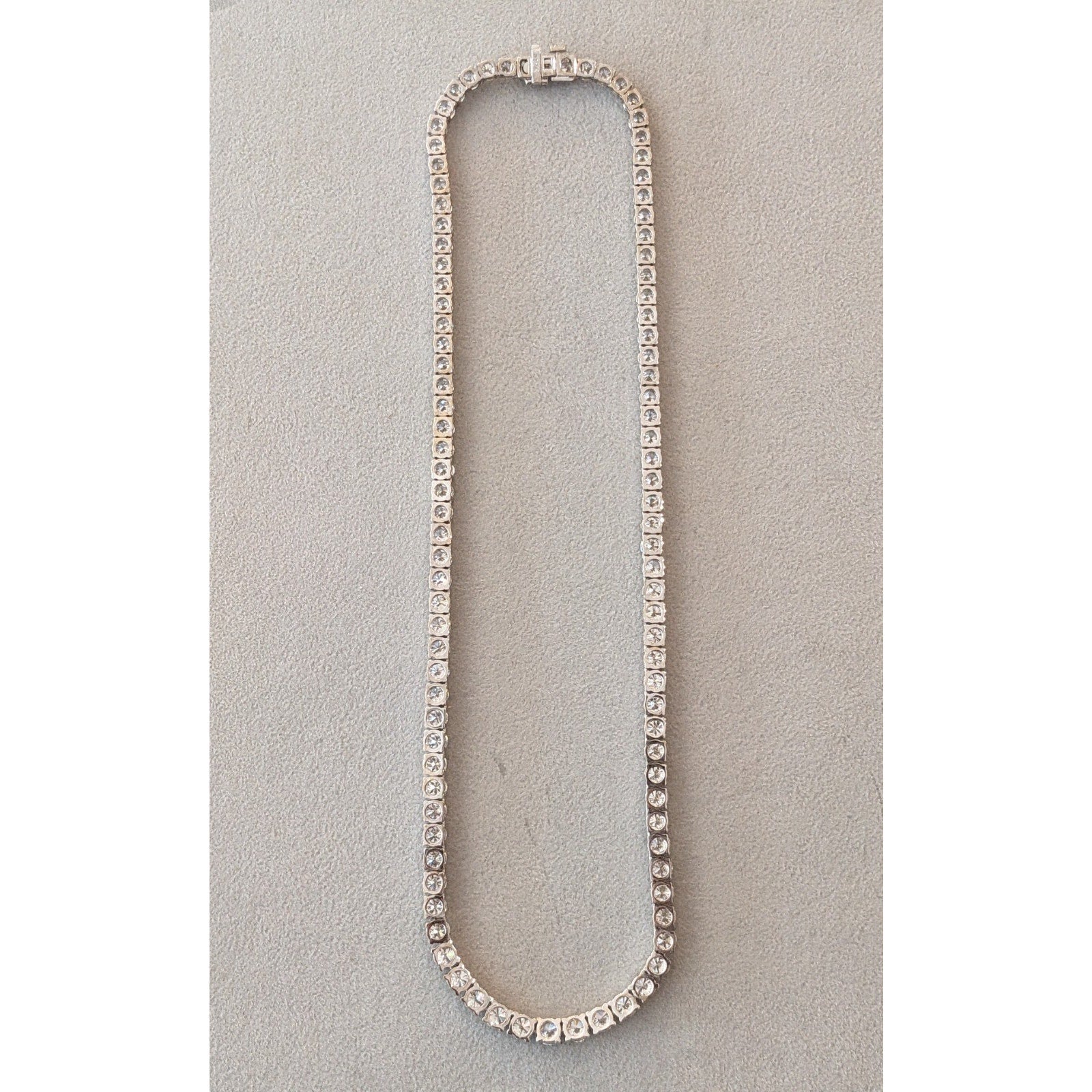 Natural Diamond Tennis Necklace in 18k White Gold 16.75 inches